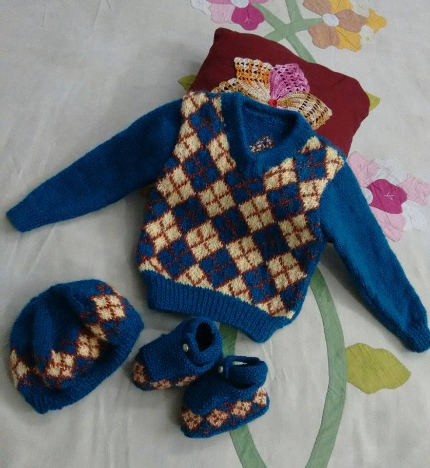 Completed this baby set from Wendy knitting yarn with 11 & 10 no