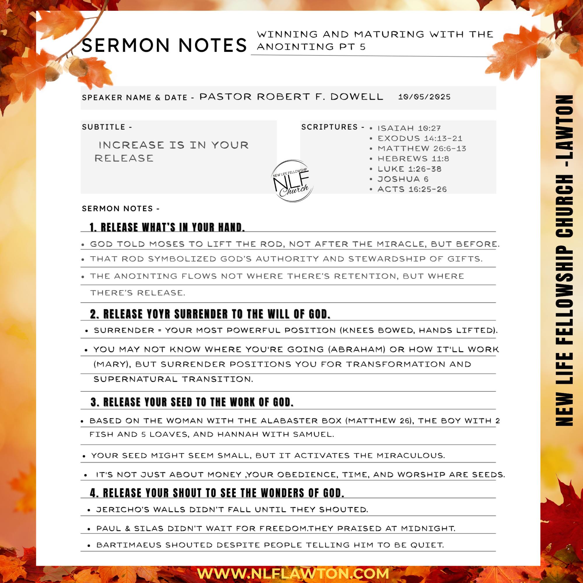 🚨 SERMON RECAP: The Anointing... - New Life Fellowship Church | Facebook