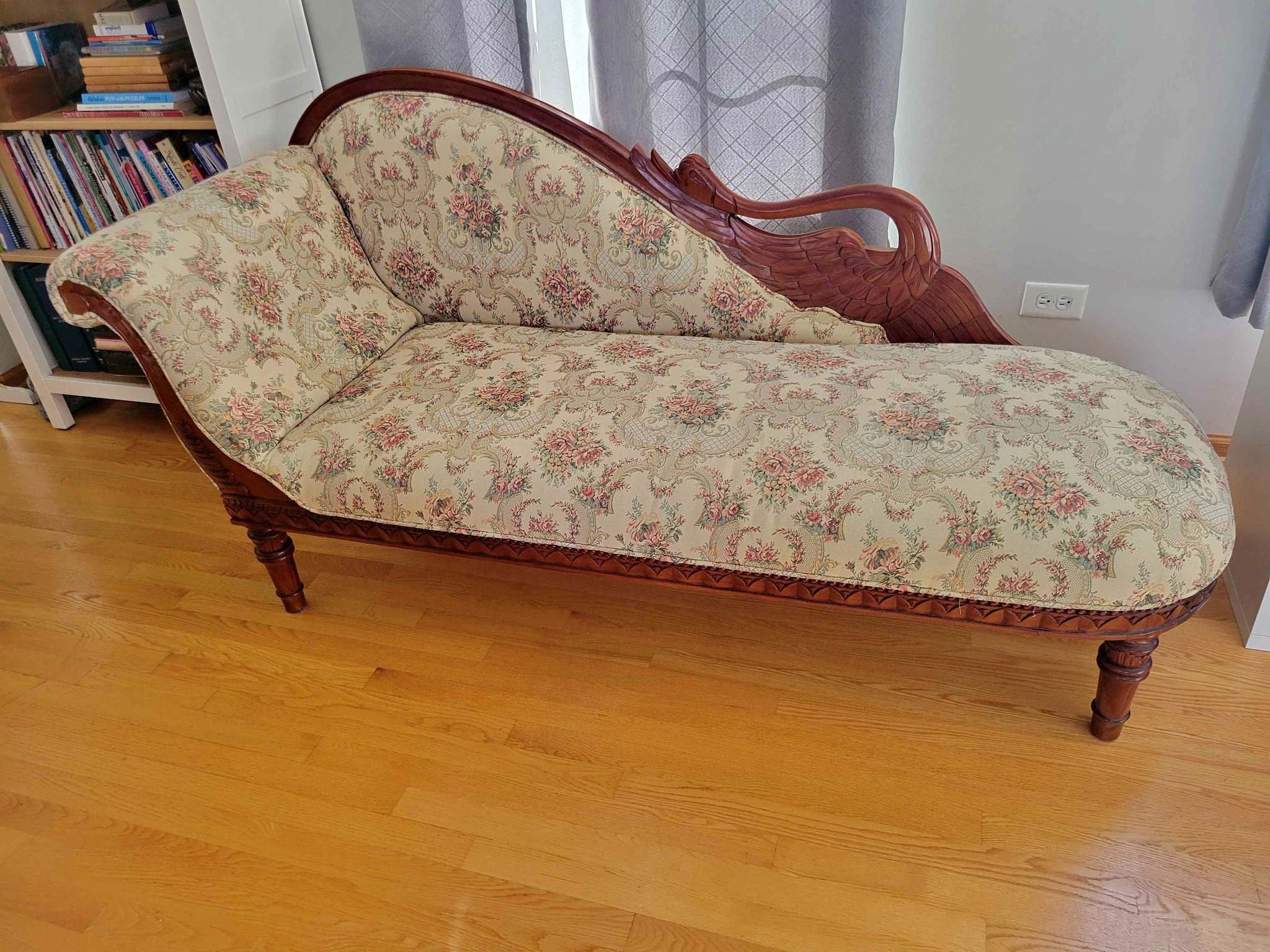 Empire style carved swan fainting couch: left version - Sofas