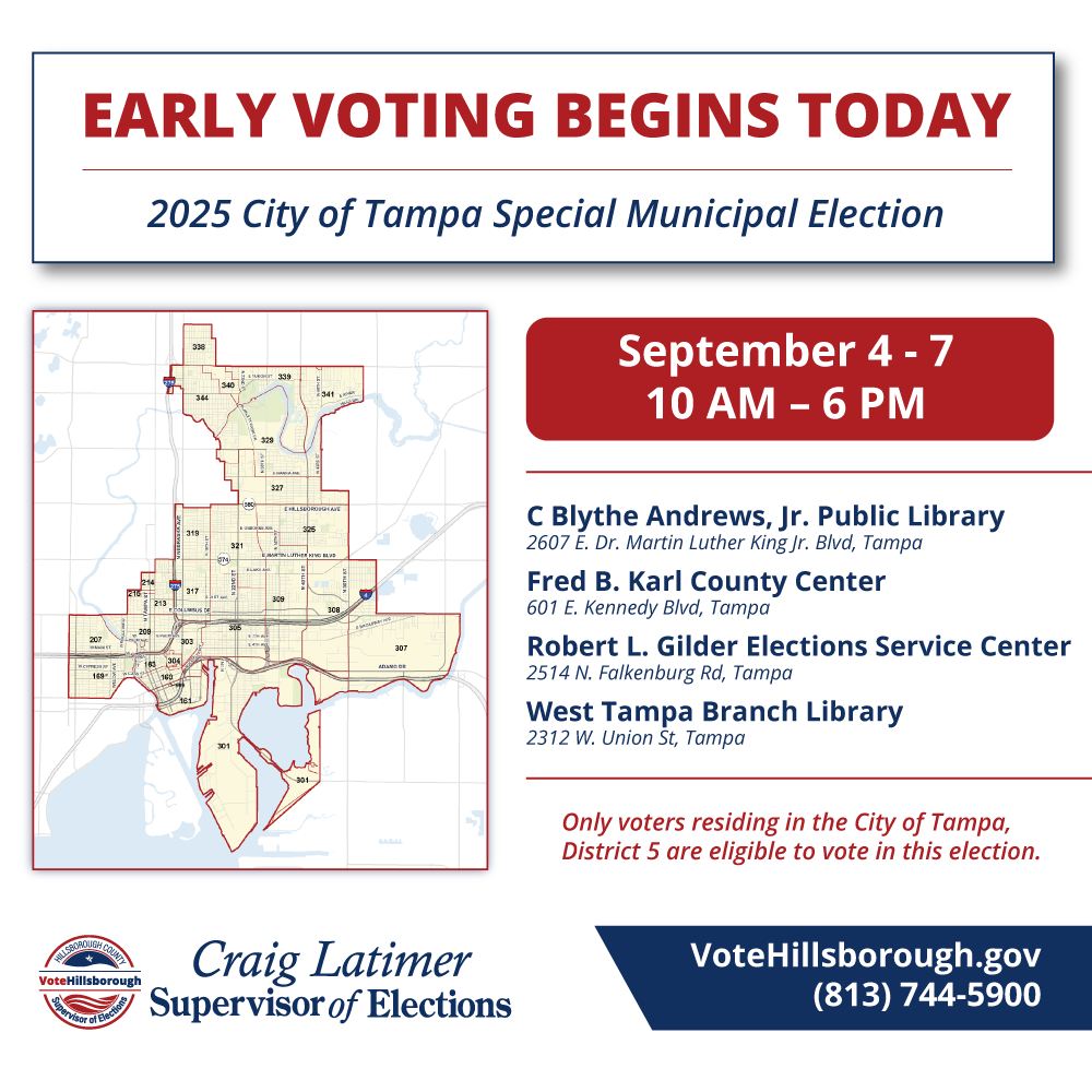 Hillsborough - Early Voting has begun for the 2025 City of Tampa ...
