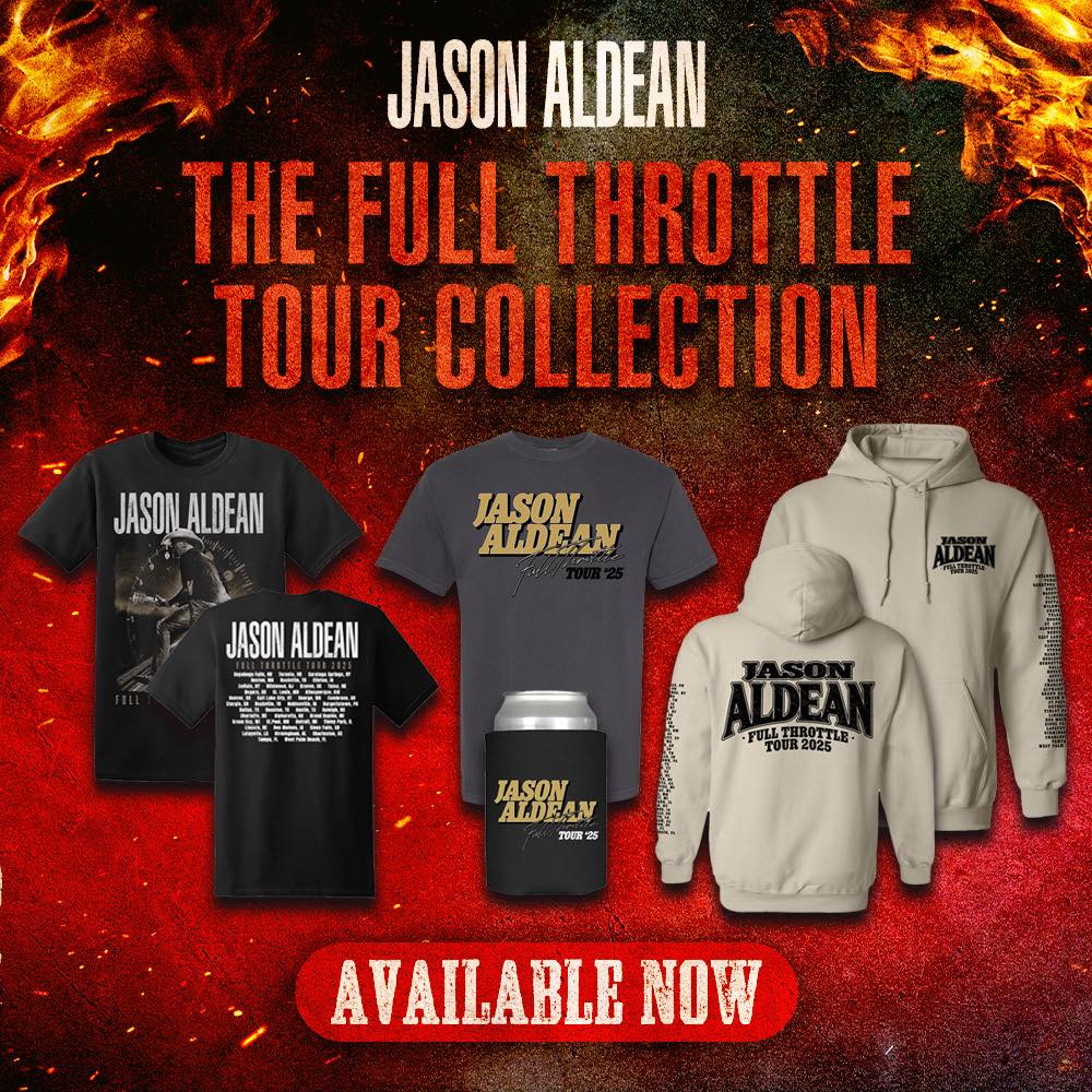 T-shirt Jason Aldean Full Throttle Tour 2025 - Neuf Avec étiquette, Personnalisable, Coton