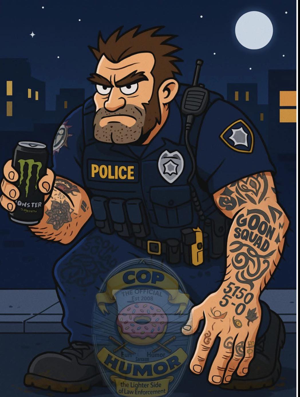 Cop - The Graveyard Goon Survives on an unhealthy diet of energy drinks ...