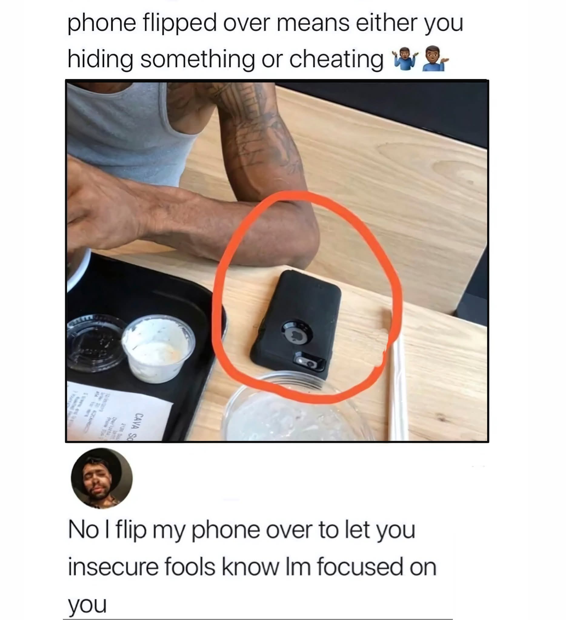 Sarcasm - phone face down = trust issues | Facebook