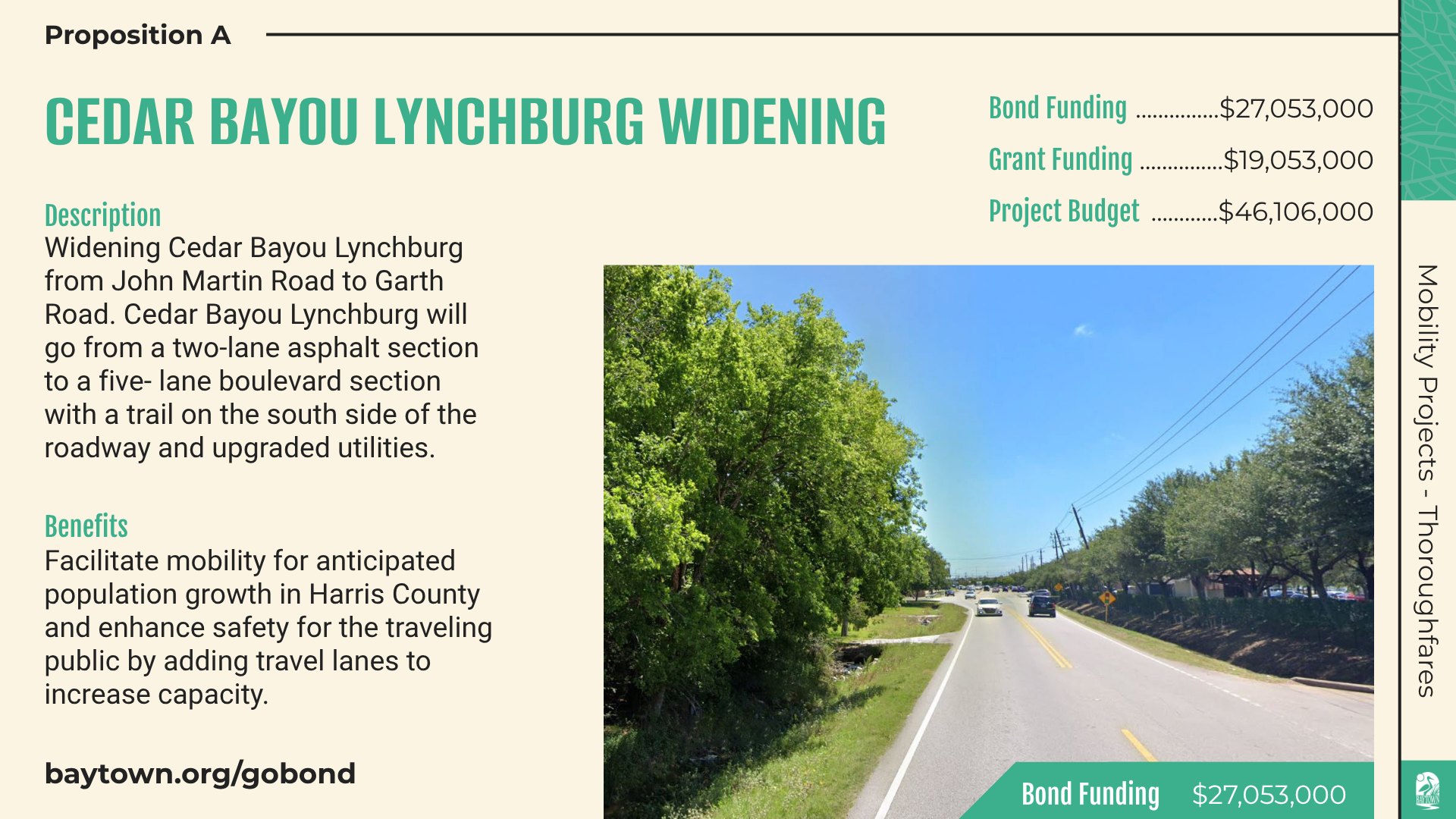 City - GO Bond Projects Proposition A: Mobility/Thoroughfares ...