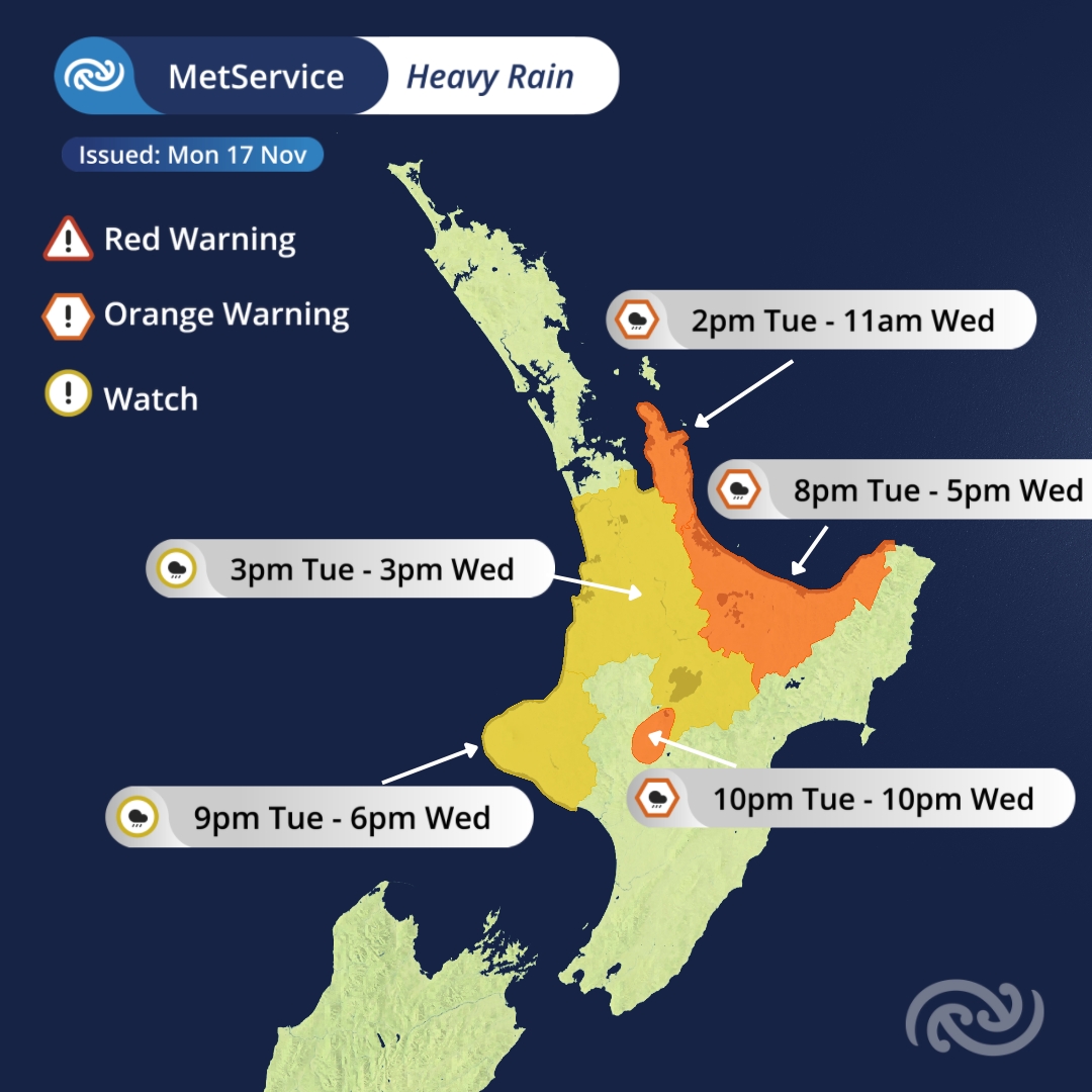 🟠🟡 Severe weather update, Monday... - MetService New Zealand | Facebook