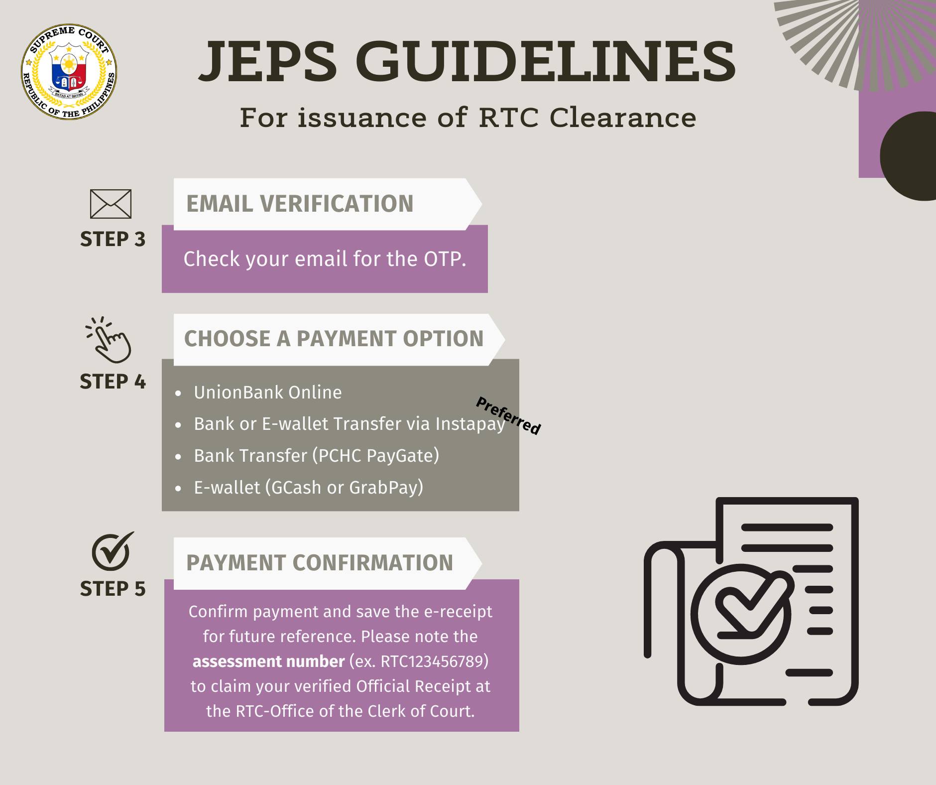 RTC- - STEP 3 Email Verification STEP 4 Choose a payment option STEP 5 ...