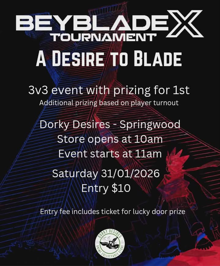 Dorky - BEYBLADE X TOURNAMENT – THIS SATURDAY A Desire to Blade Join us ...