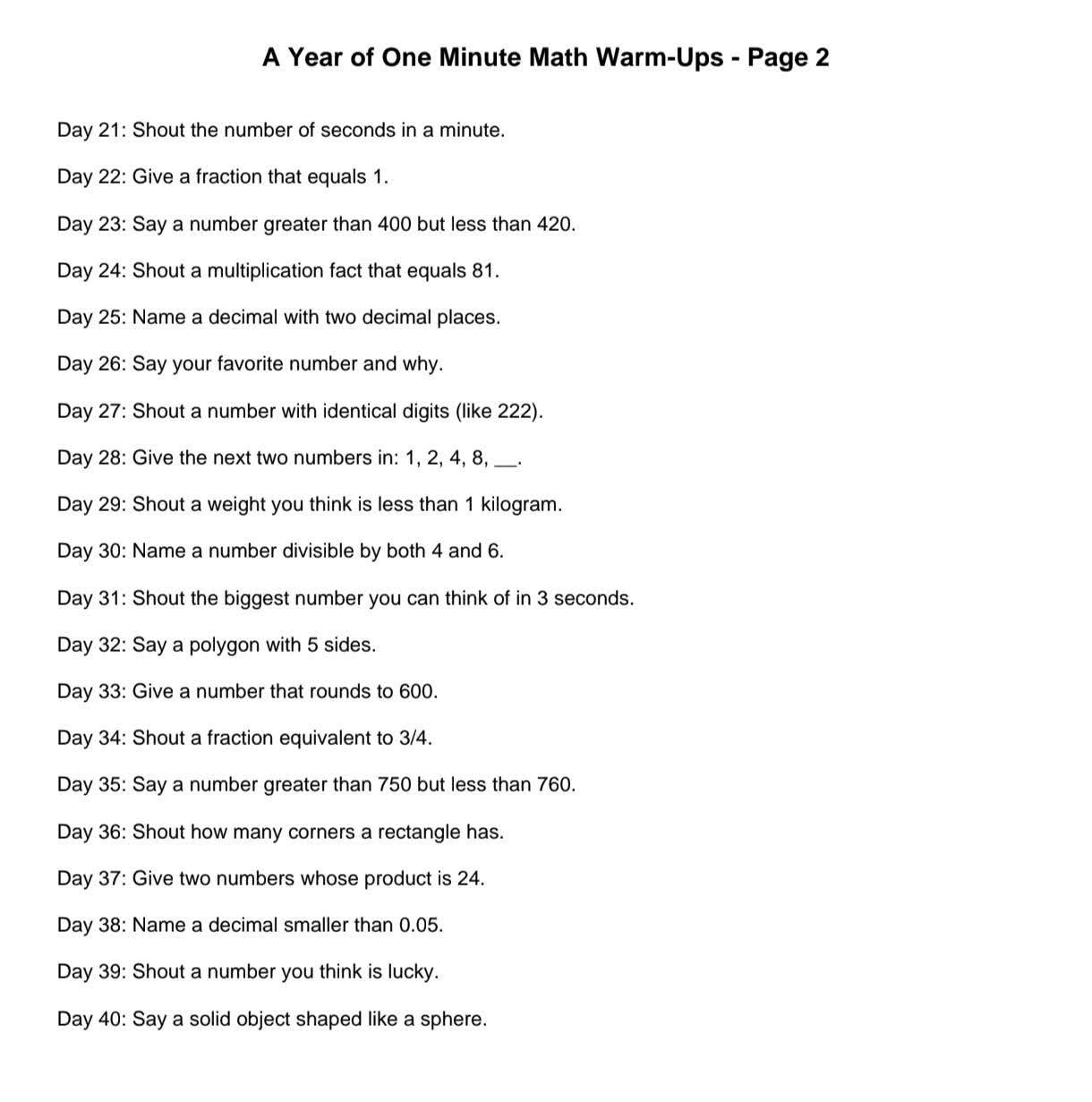 Good Questions to... - Good Questions to Ask in Math Class
