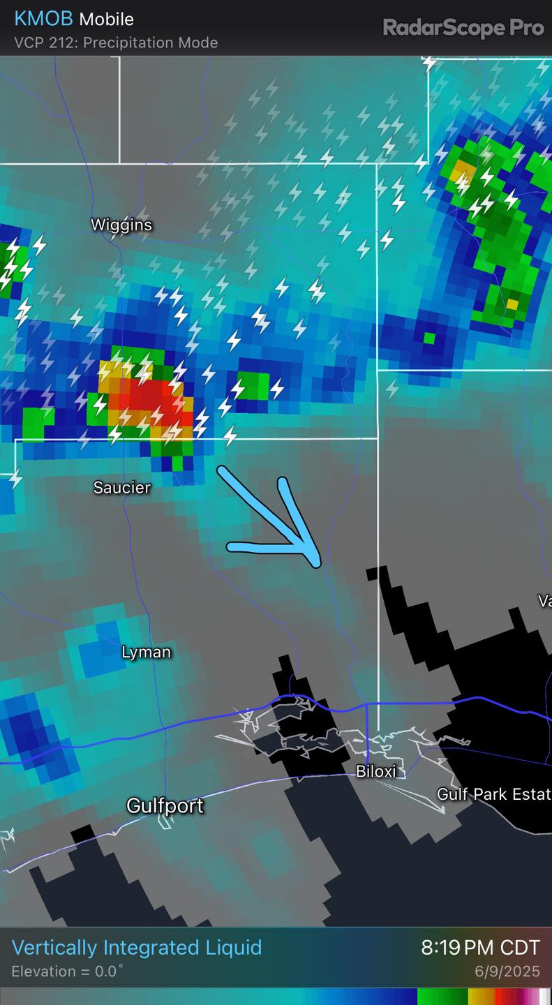 Meteorologist - Radar 8:28 pm 6.9.25 Radar-indicated hail core sliding ...
