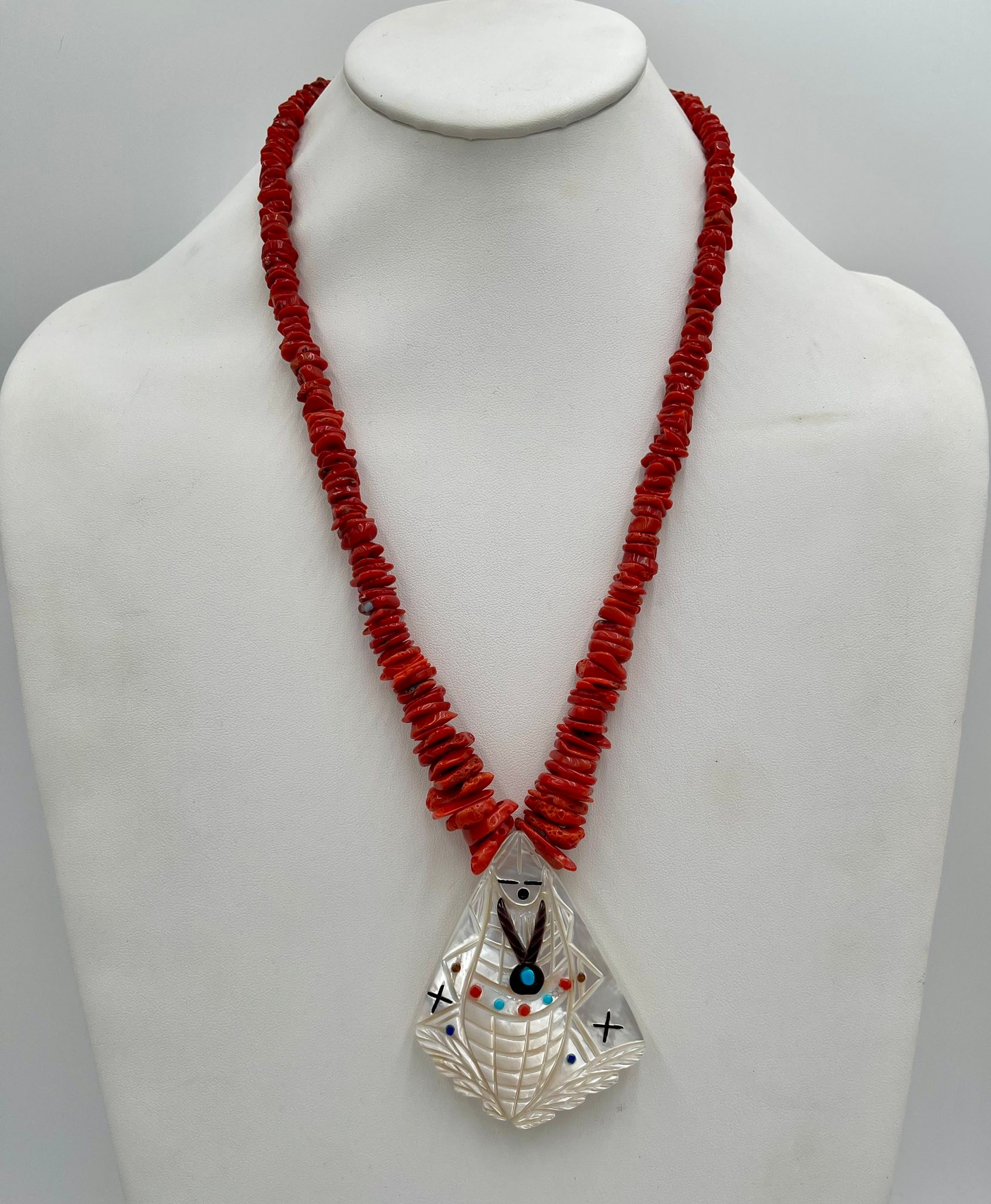 Georgia Quandelacy fetish necklace with coral