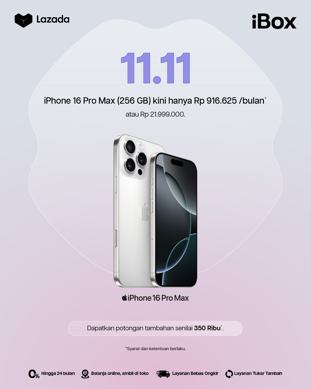 iBox - 11.11 kembali hadir untuk kamu! Miliki iPhone 16 Pro Max (256 GB ...