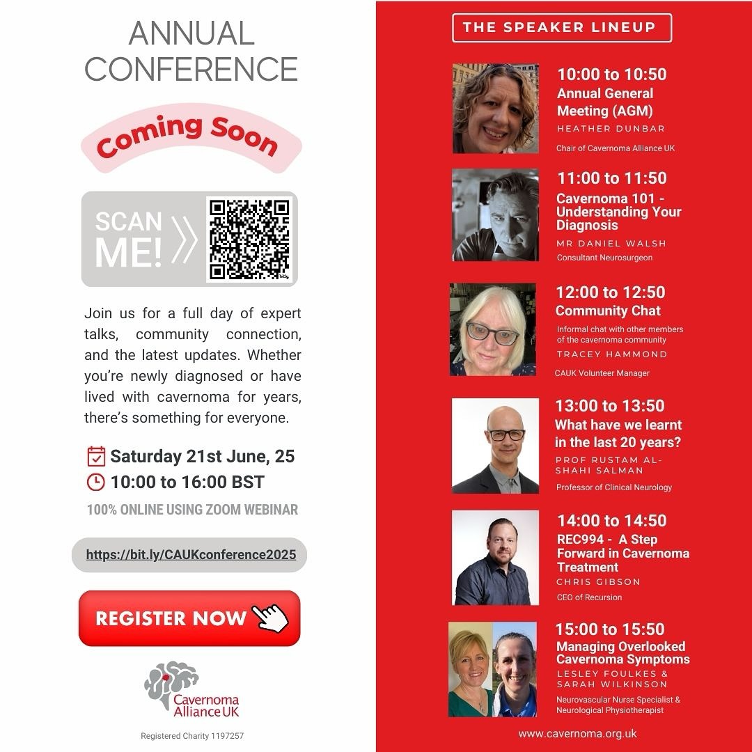 Cavernoma - 📣 Registration is now OPEN for the CAUK Annual Conference ...