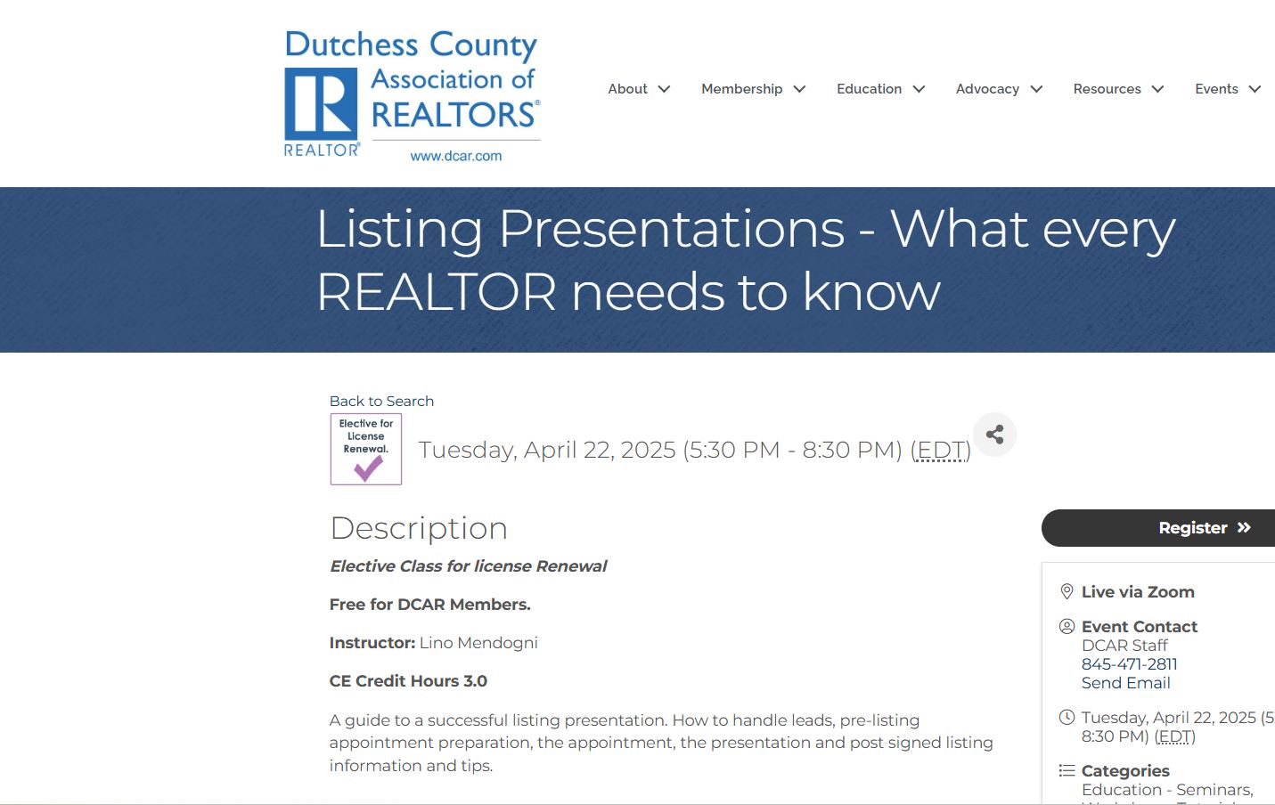 Dutchess County Association of REALTORS Real Estate School ...