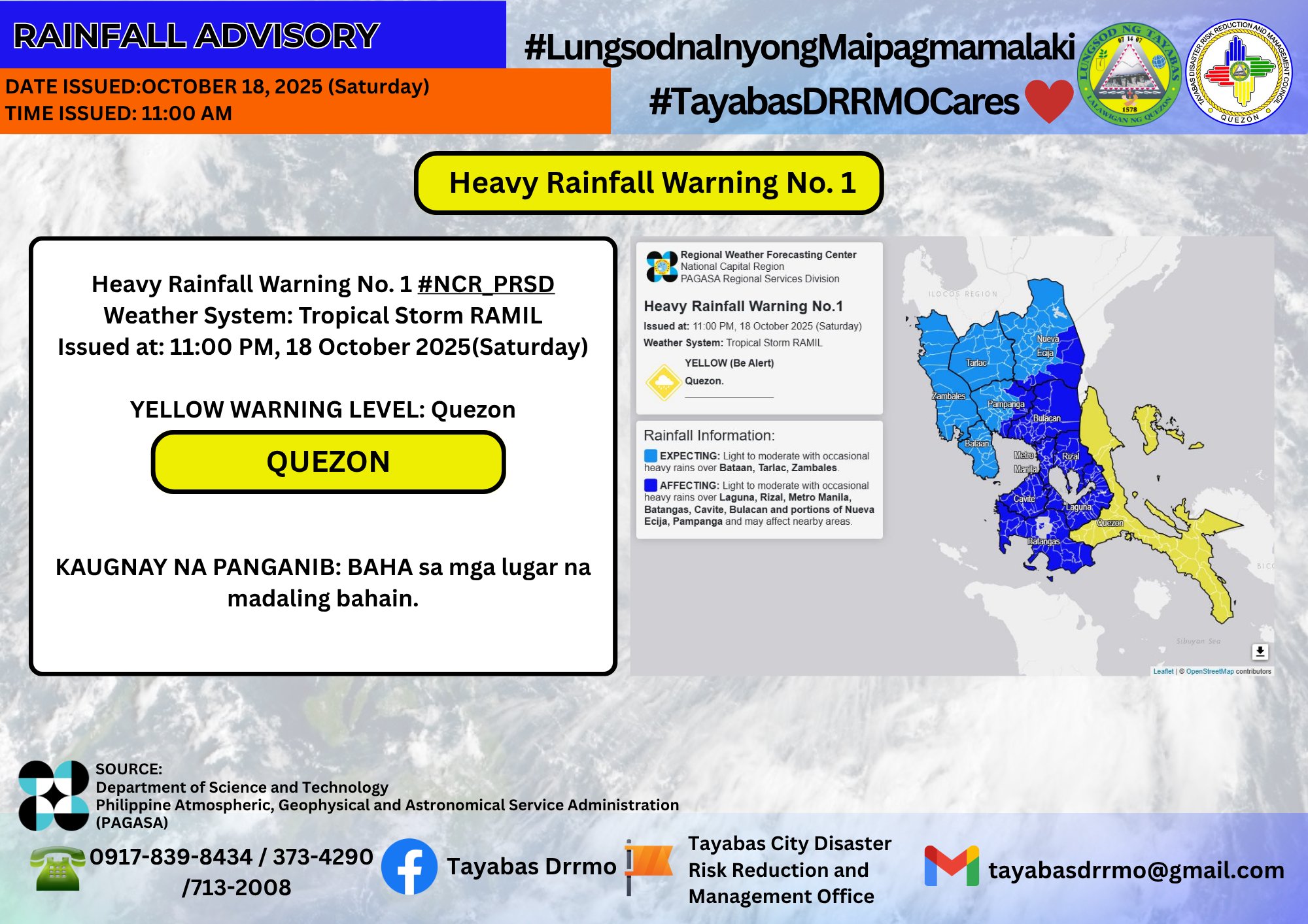 Tayabas - Heavy Rainfall Warning No. 1 #NCR_PRSD Weather System ...