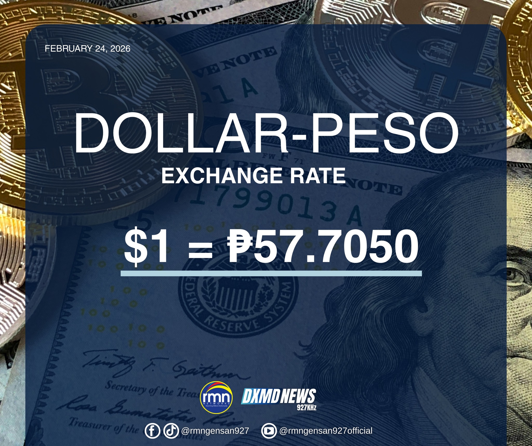 RMN GenSan - DOLLAR RATE UPDATE | AS OF FEBRUARY 24, 2026... | Facebook