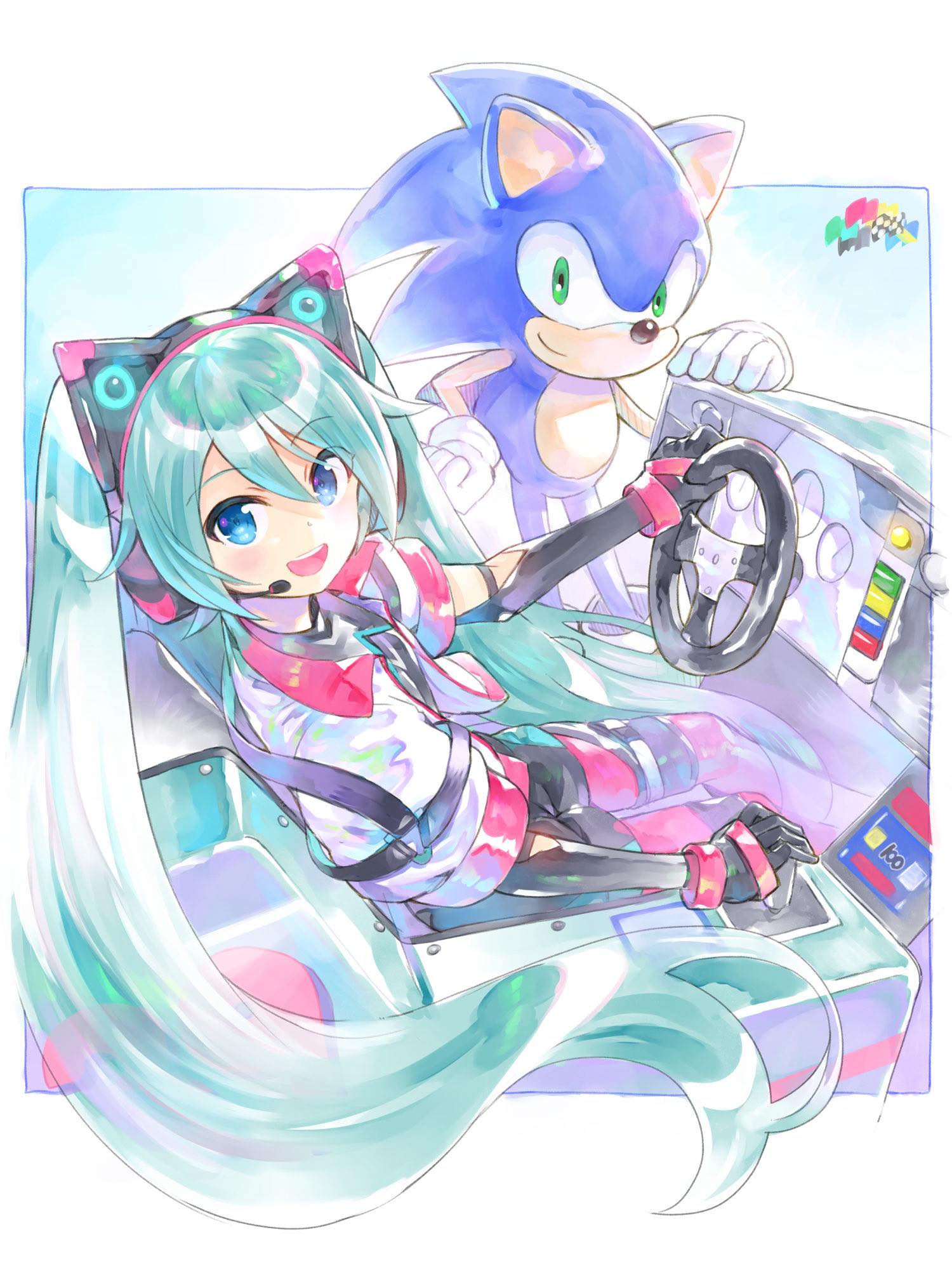 SONIC RACING CROSSWORLDS POSTER HATSUNE MIKU Knuckles SHADOW Riccio