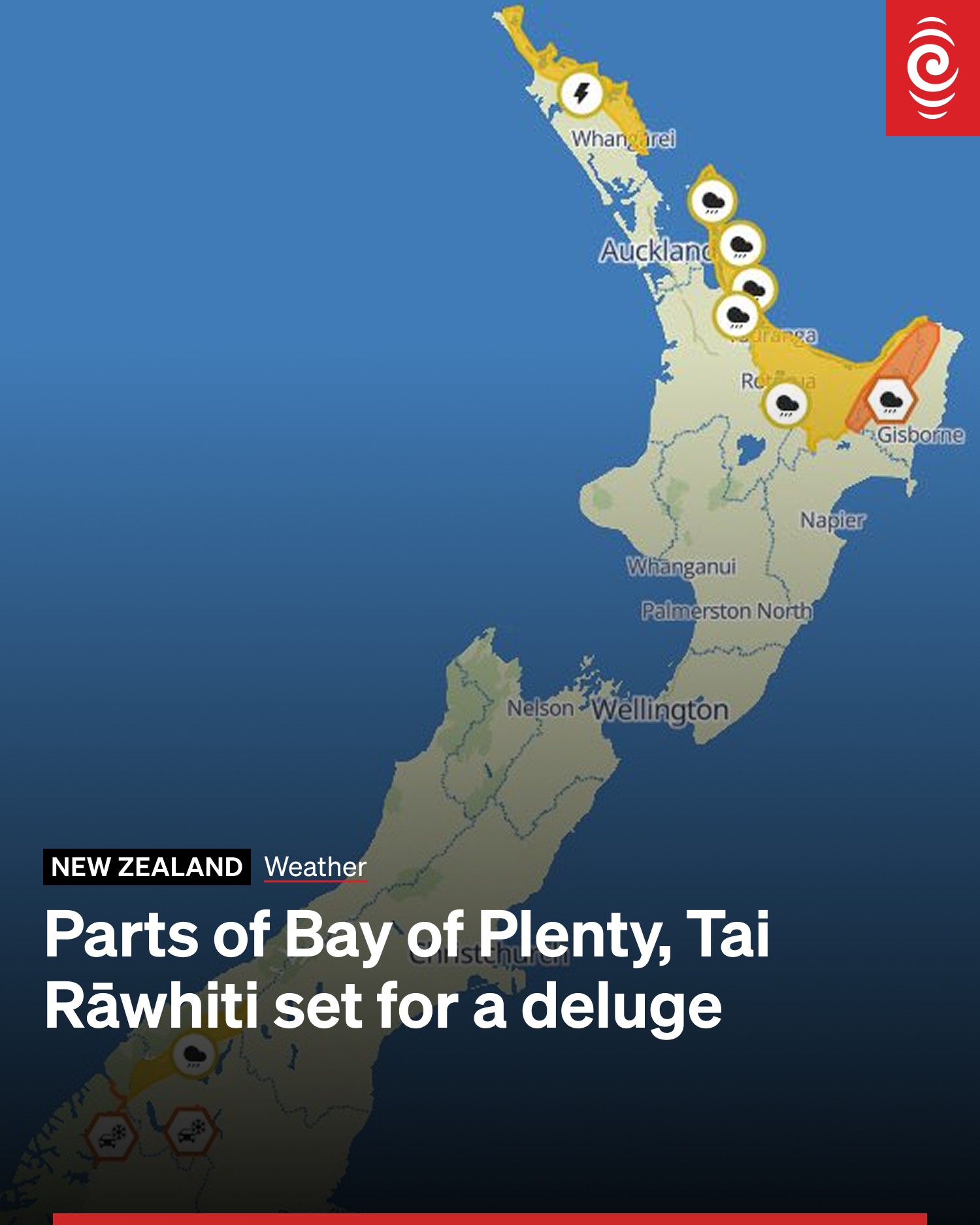 RNZ - An orange heavy rain warning has been issued for the eastern ...