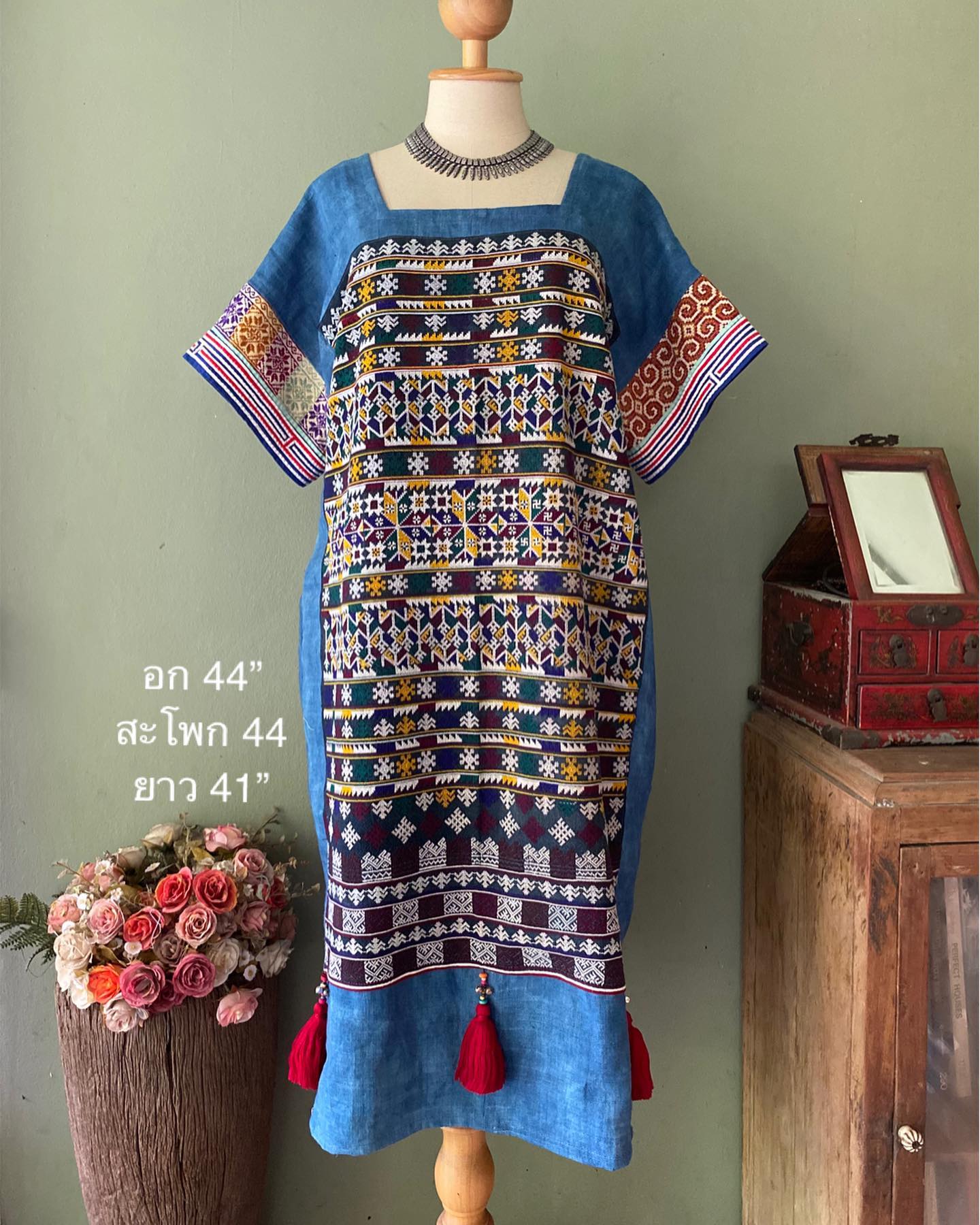 Kratae Style - 🌸Dress เดรสผ้าใยกัญชงทอมือย้อมคราม...