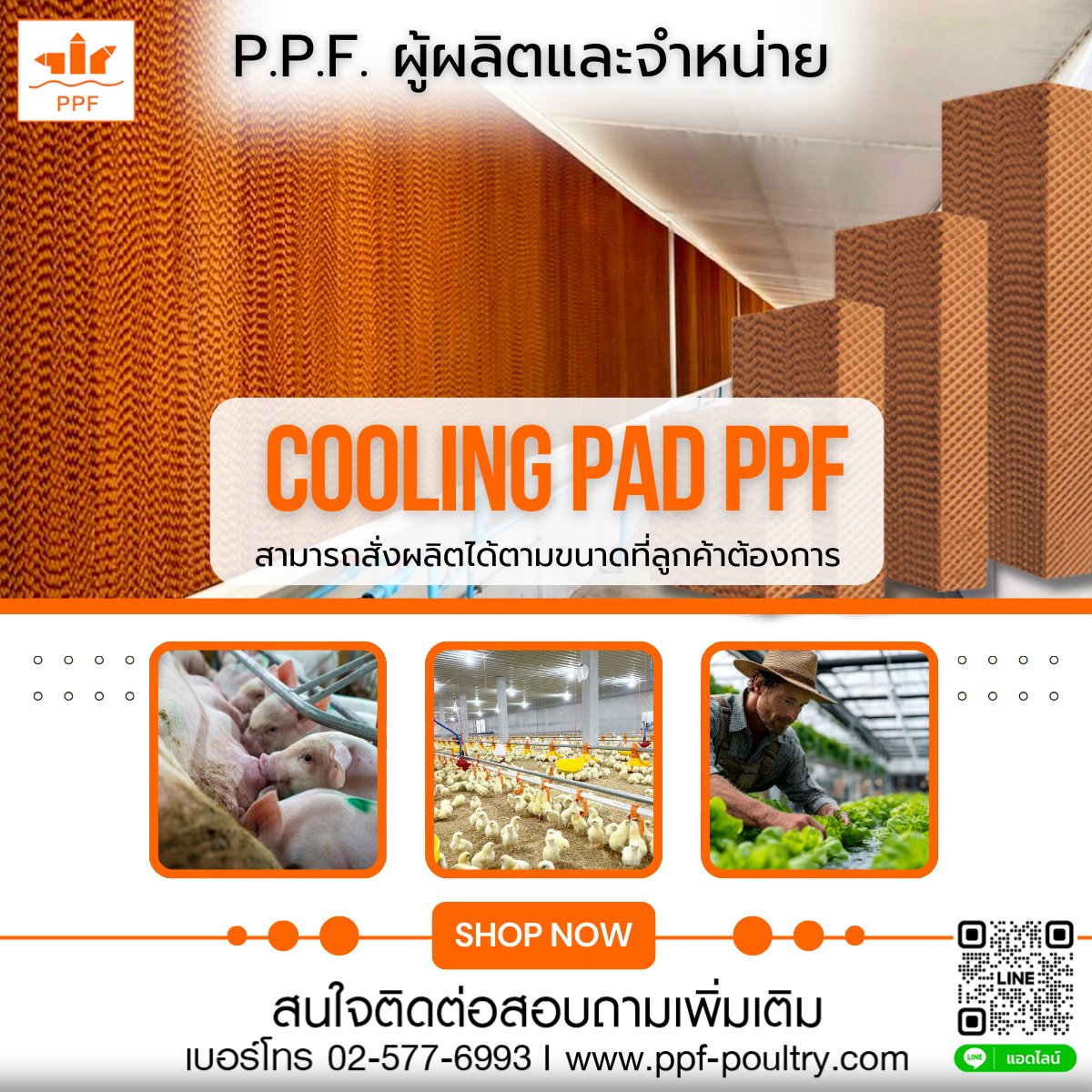 GO - Cooling Pad PPF คุณภาพมาตรฐานสำหรับฟาร์ม สั่งผลิตได้ตามขนาดที่ ...