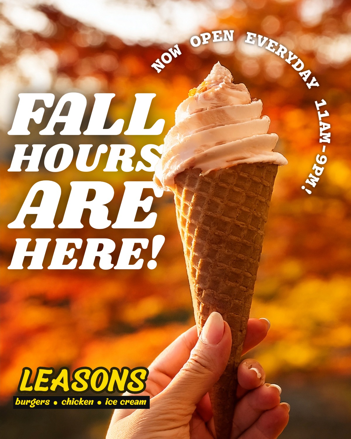 Leason's - 🍂 Fall is here, and so are our NEW hours! 🍦 Starting today ...