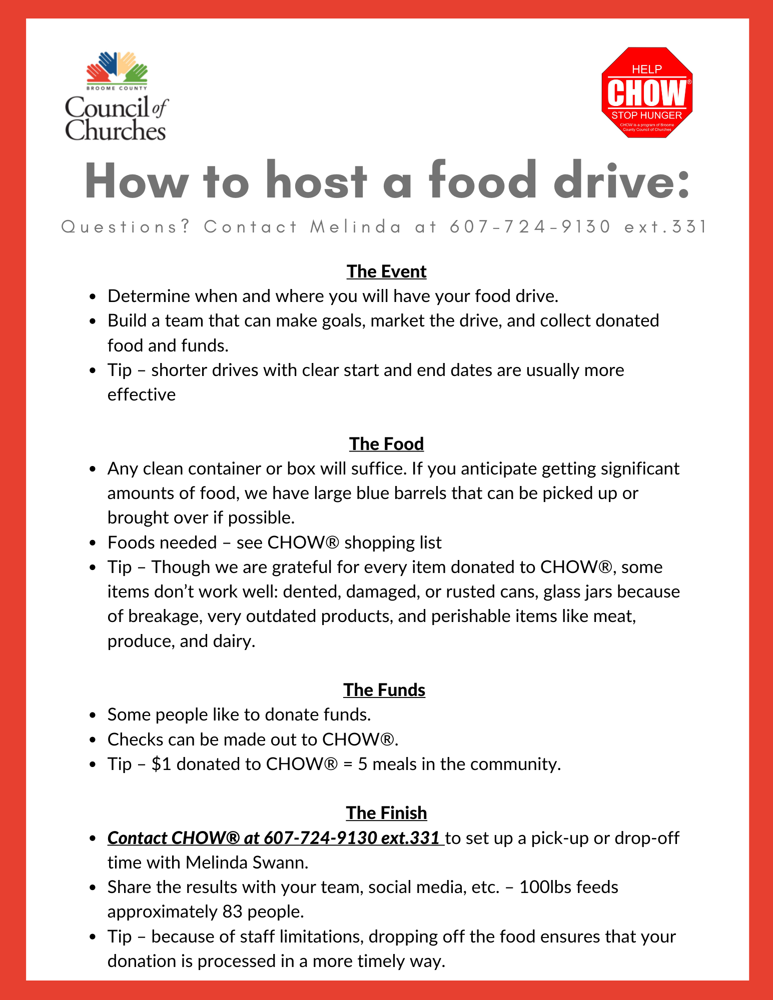 CHOW - 🚨 We Need Your Help! 🚨 Host a food drive to...
