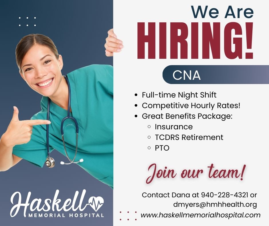 Haskell - Haskell Memorial Hospital is hiring! Our nursing team is ...