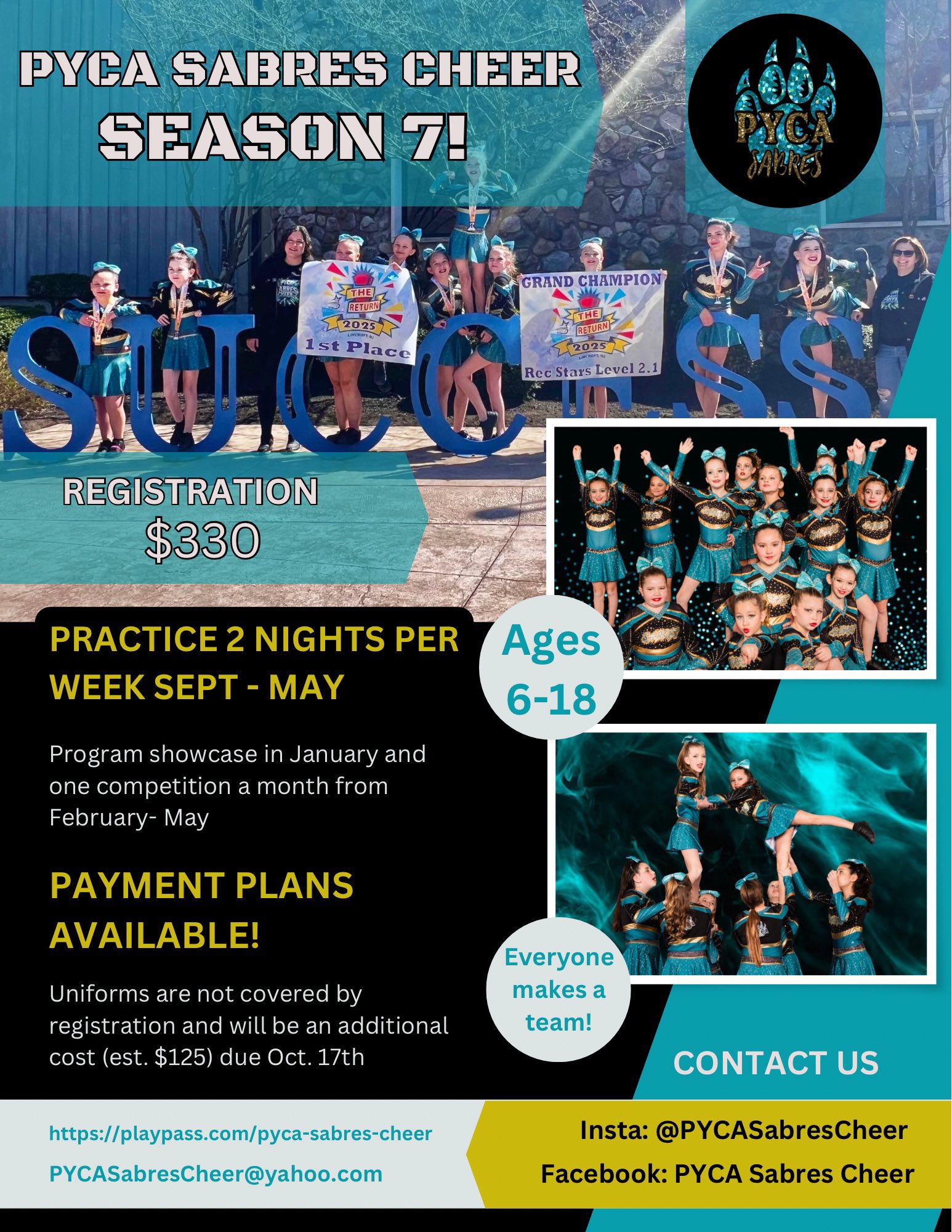 PYCA Sabres Cheer