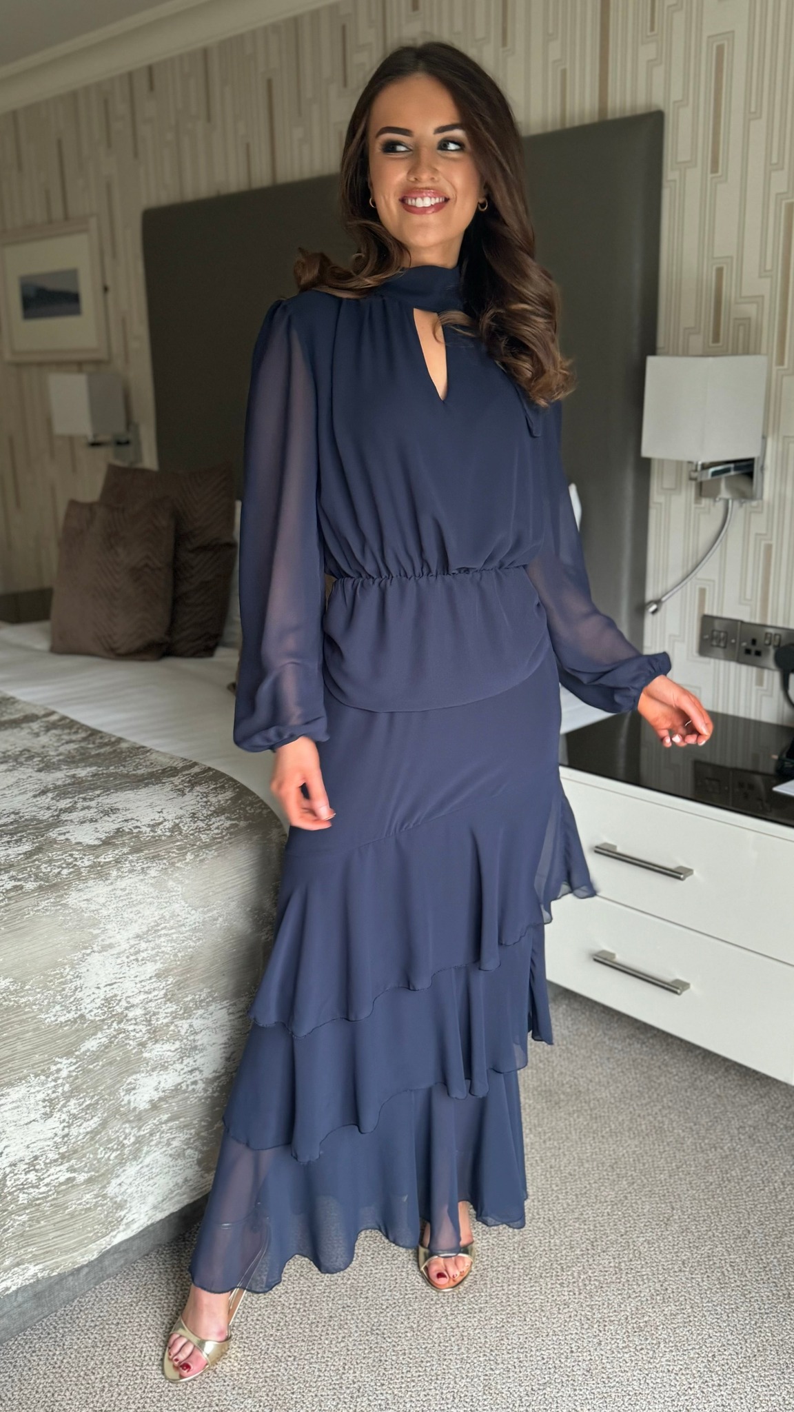margaret ruffle mini dress in black chiffon with rosette Twirl through your day our Navy Long Sleeve – flirty, comfy, and effortlessly elegant in one swoosh 💃✨Shop Now: www.getthattrend.com/products/margaret-navy-long-sleev 95% Polyester 5% Spandex. seller_double second ltd Aria Swan Gothic Fashion Belt size:36” fits 34 pants
