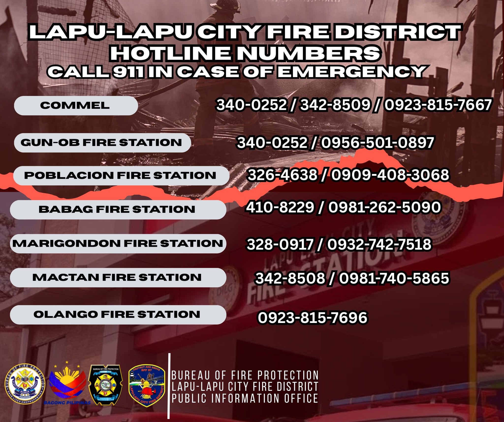 BFP - 𝐋𝐋𝐂𝐅𝐃 𝐔𝐏𝐃𝐀𝐓𝐄𝐃 𝐇𝐎𝐓𝐋𝐈𝐍𝐄 𝐍𝐔𝐌𝐁𝐄𝐑𝐒 For Emergencies | Inquiries ...
