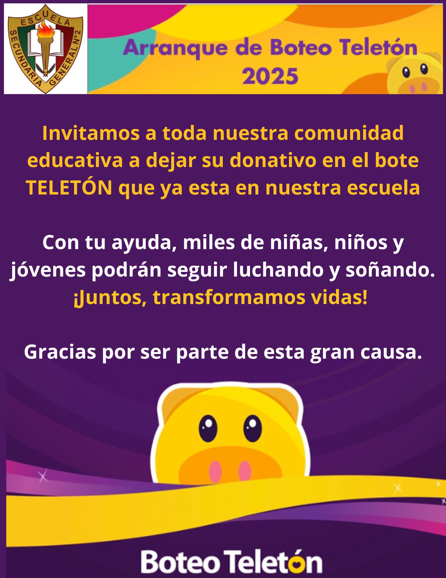 Secundaria - 💜💛INVITACIÓN A TODA NUESTRA COMUNIDAD ESCOLAR 💜💛 | Facebook