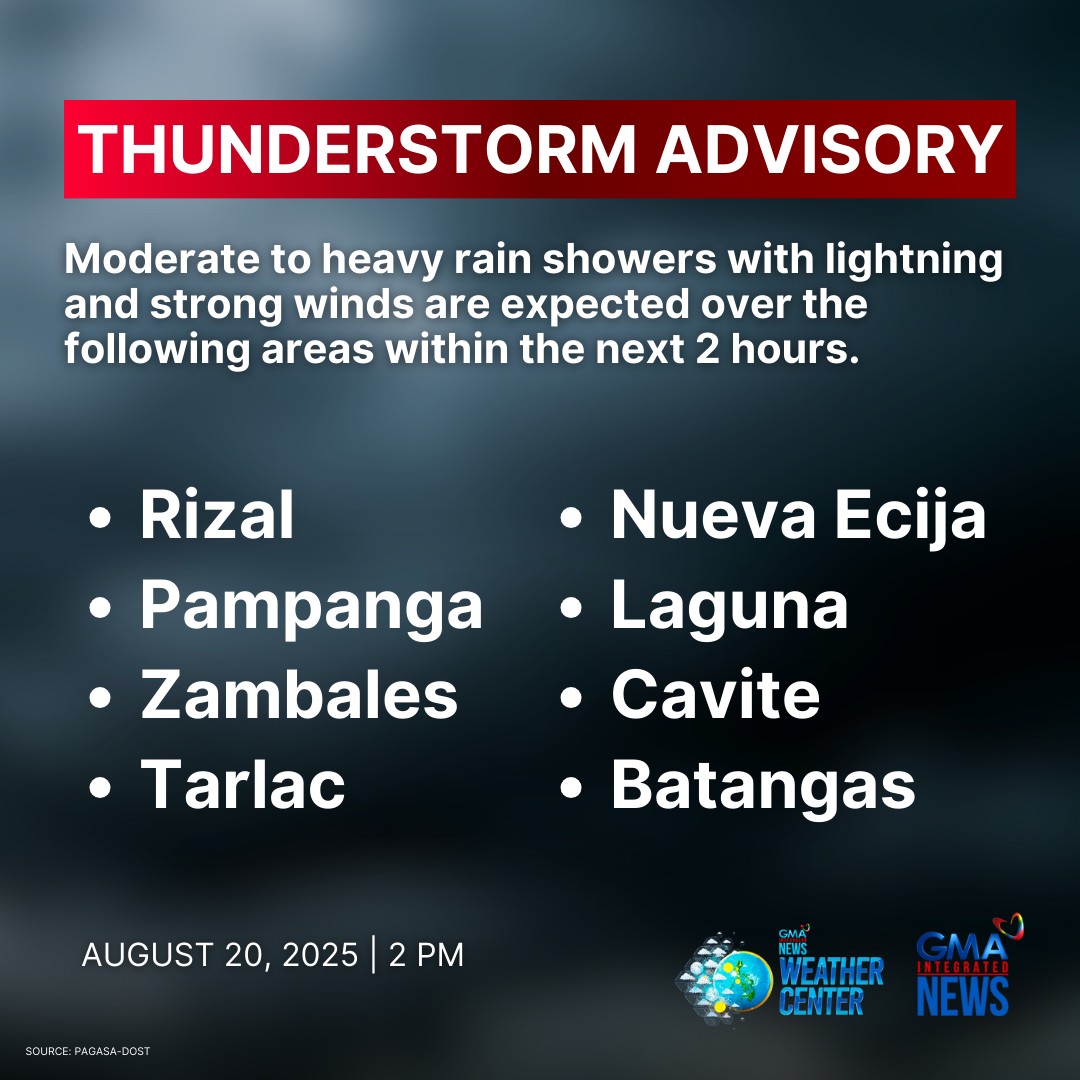 GMA - THUNDERSTORM ADVISORY: “Moderate to heavy rain showers with ...