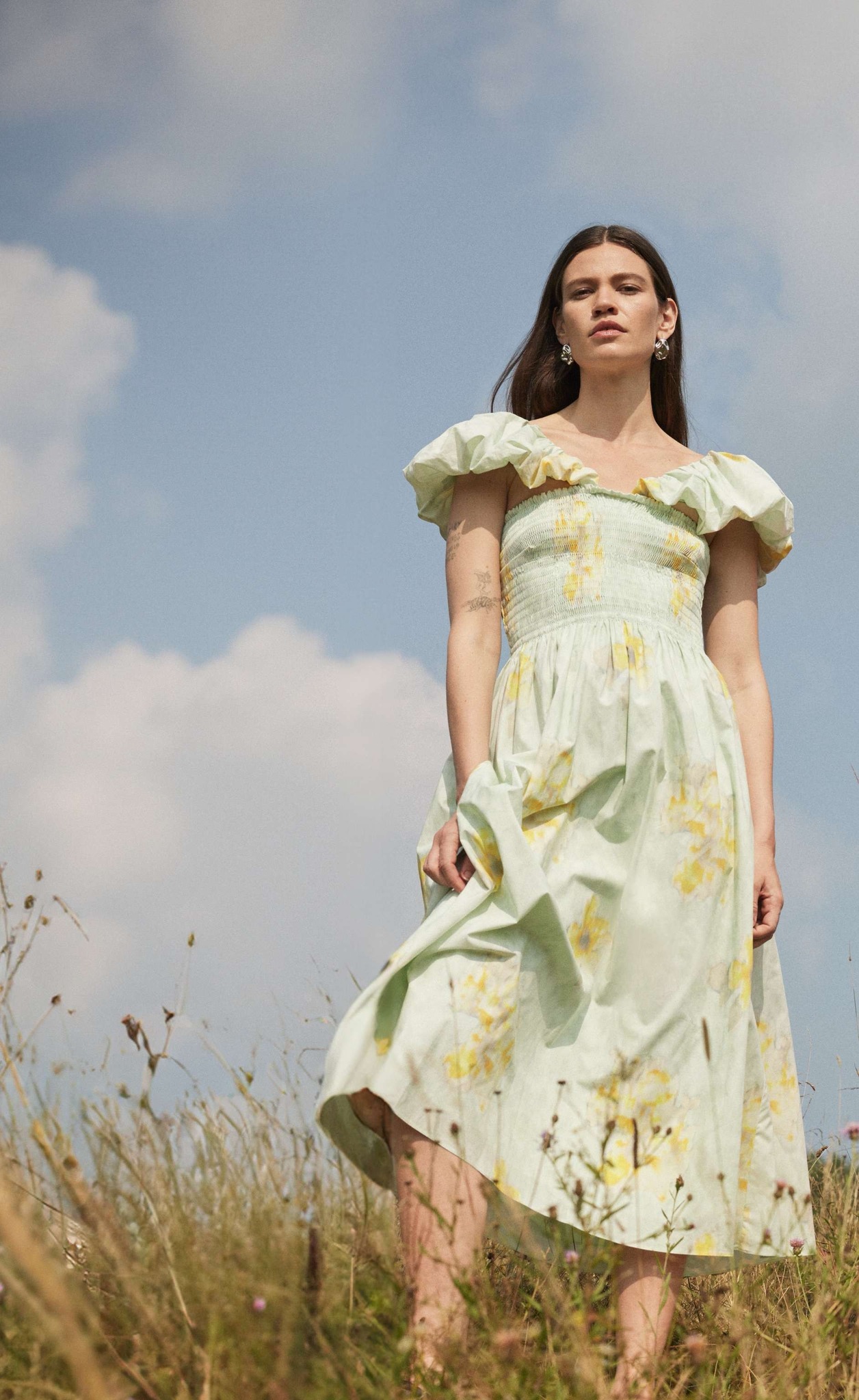 A watercolor daydream. The Yara Poplin Midi Dress—crafted from 100% cotton with delicate smocking, flows effortlessly from sun-drenched afternoons to breezy evenings. #RebeccaTaylor