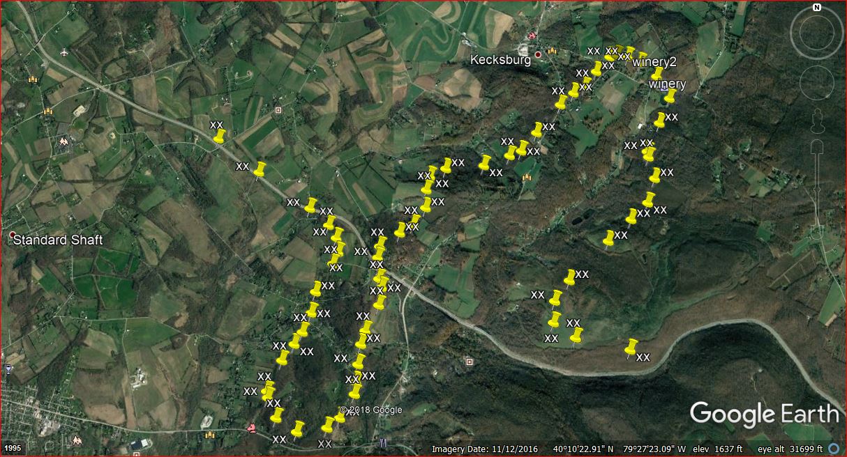 Maps of the South Pennsylvania Railroad Route
