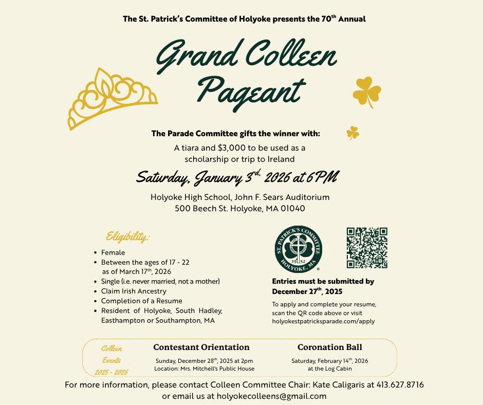 Holyoke - Applications are NOW OPEN for the 70th Annual Grand Colleen ...