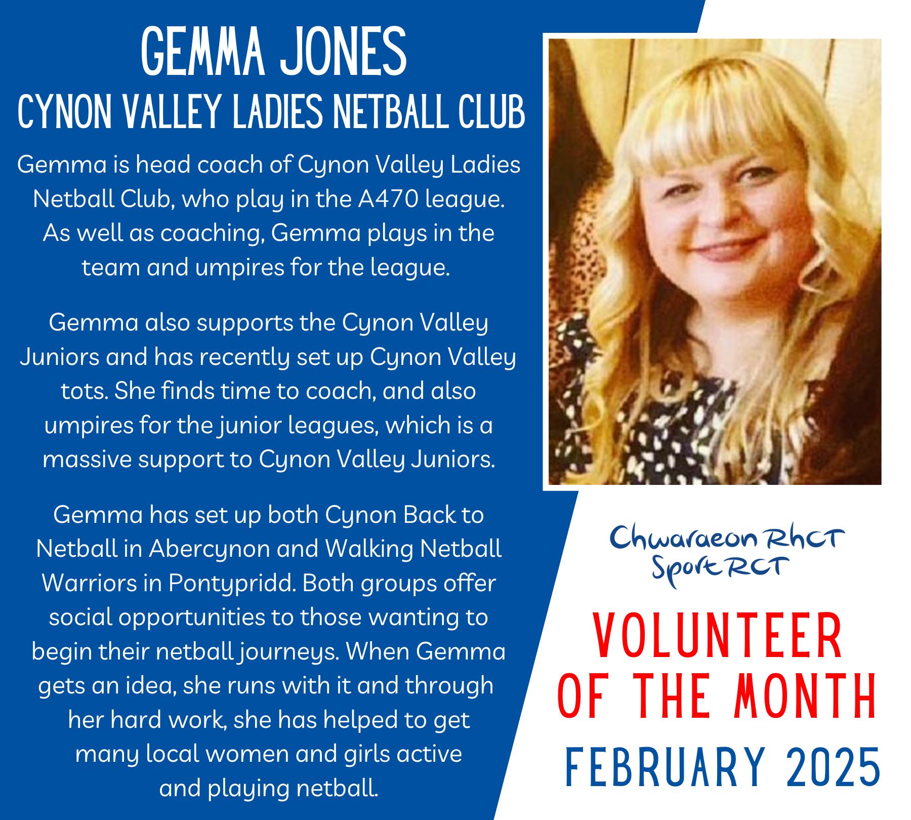 Chwaraeon - Our Volunteer of the Month competition recognises and ...