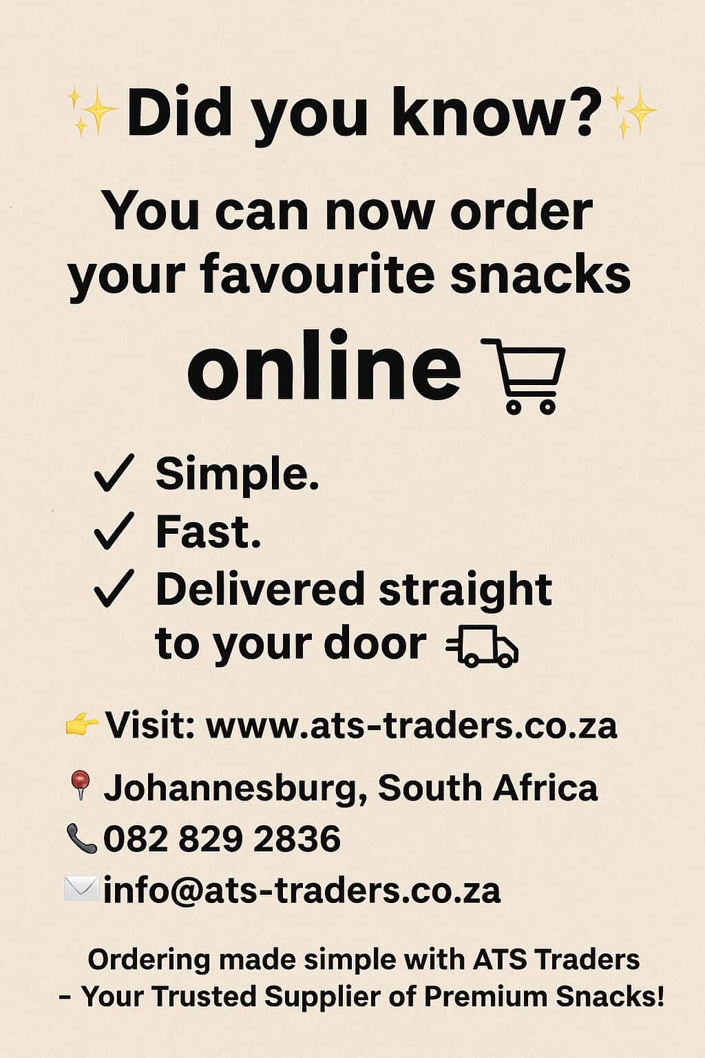 ATS Traders - Did you know? Ordering your favourite... | Facebook