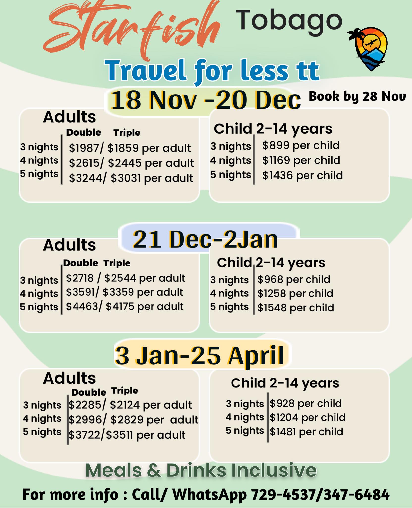 Updated Starfish Tobago rates - Travel For Less tt | Facebook