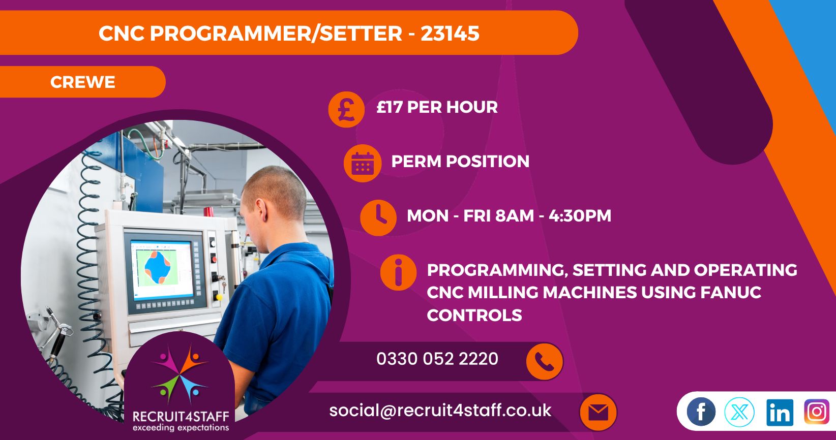 New job role: CNC... - Recruit4staff Chester | Facebook