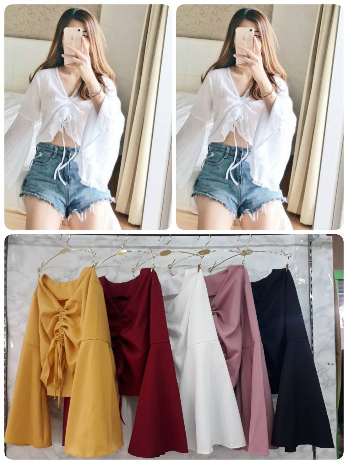 Clothes praew - 🌸New Top เสื้อครอปรูดหน้า... | Facebook