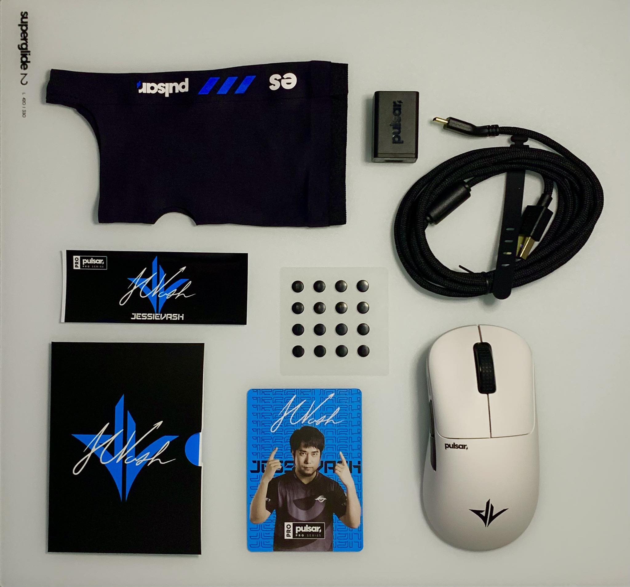 The Pulsar Pro Series JV-X Gaming Mouse paired with the Pulsar 