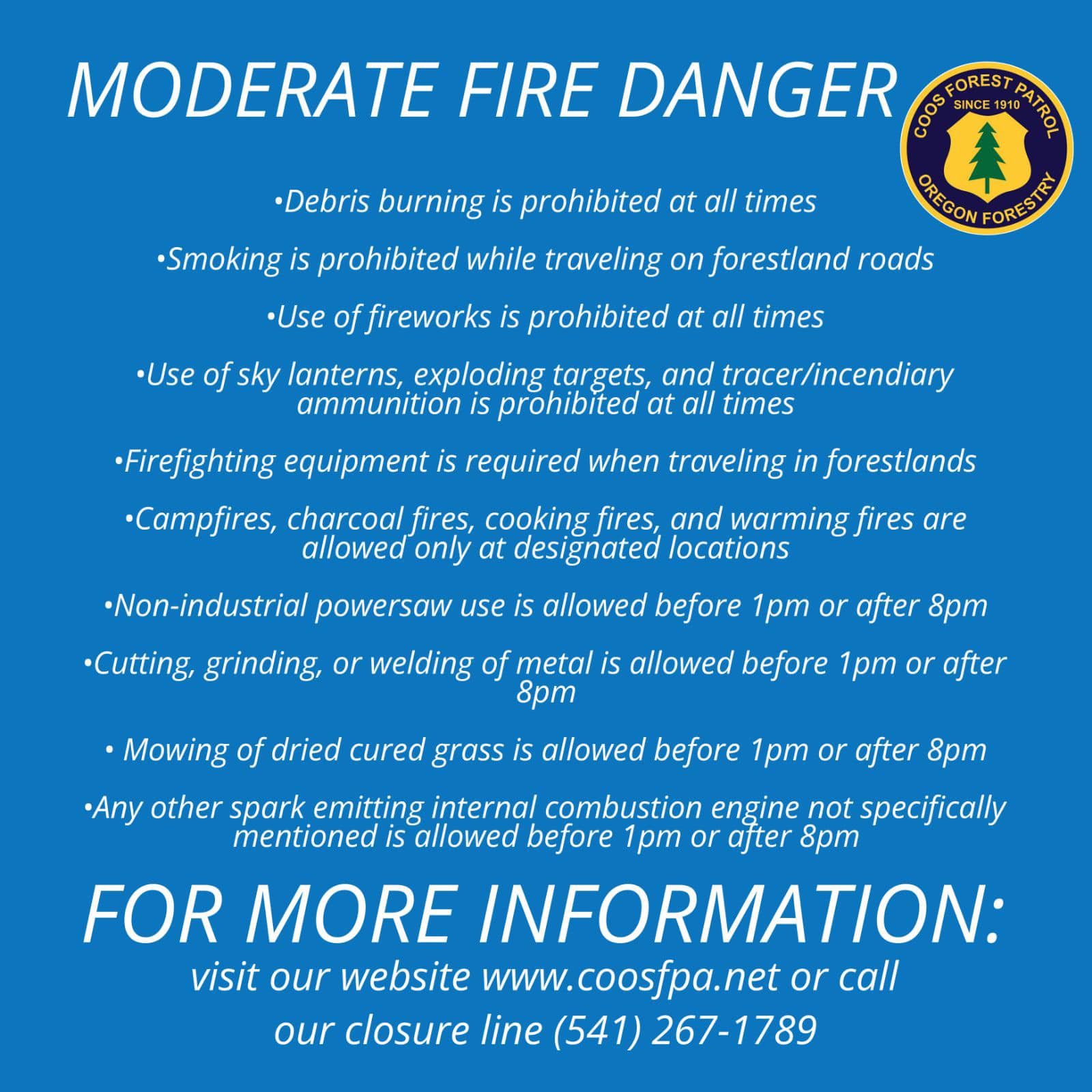 Coos - Fire Danger Level Decreases To Moderate Cooler weather and rain ...
