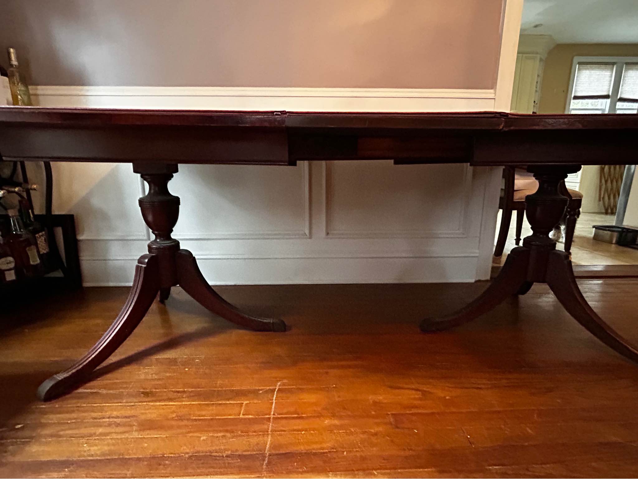 Extendable Dark Wood Dining Table with four chairs 78x 40 Chairs needs ...