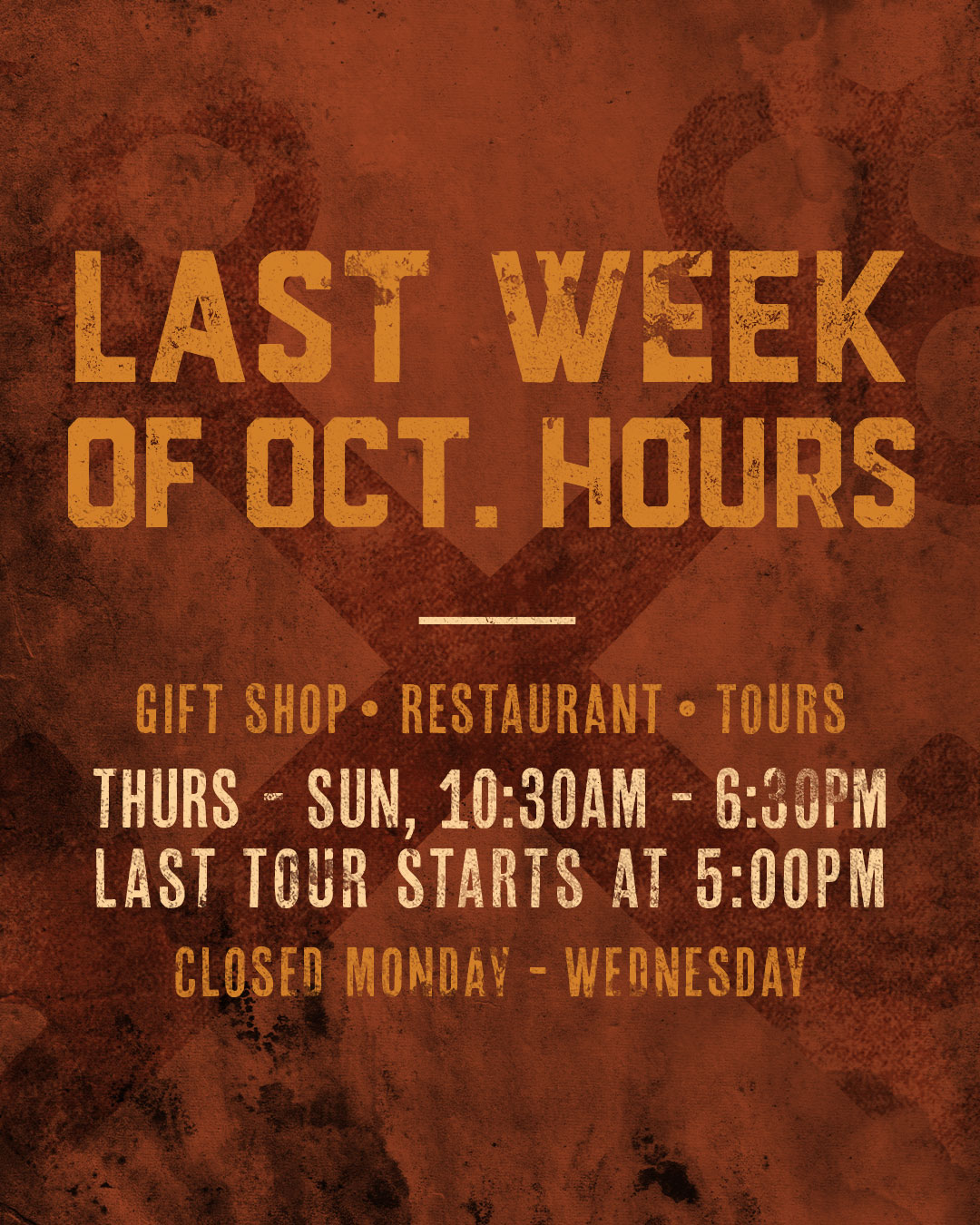 Brushy - We're entering our last week of October hours 🍂 Starting ...