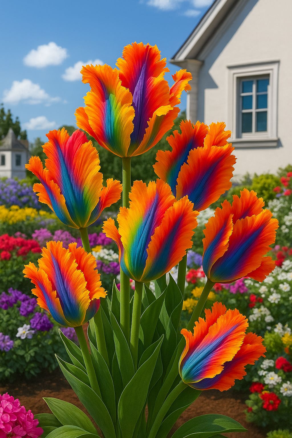 A garden of rainbow tulips is like a promise from nature: there's