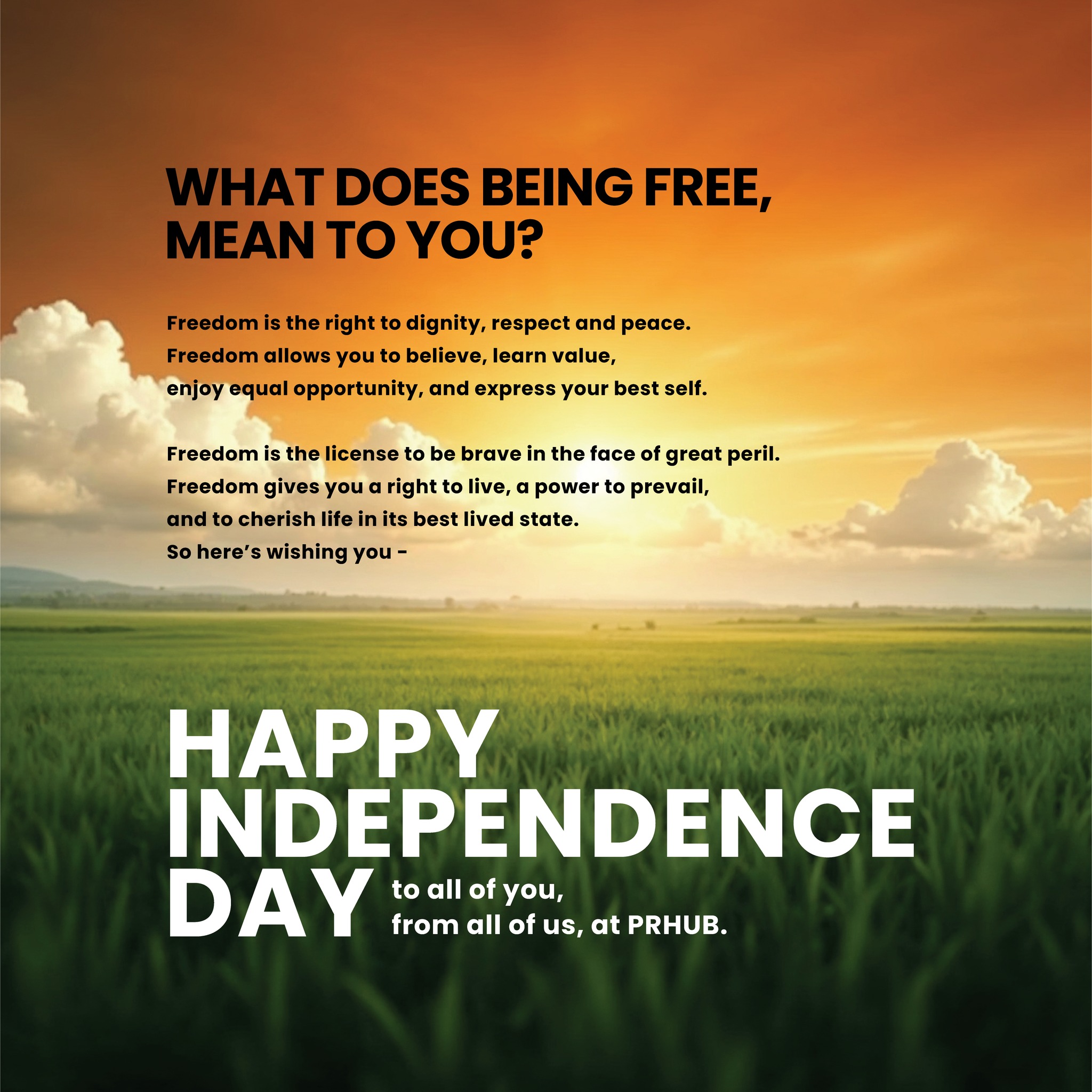 PRHUB - Freedom isn't just a word. It's a feeling you can... | Facebook