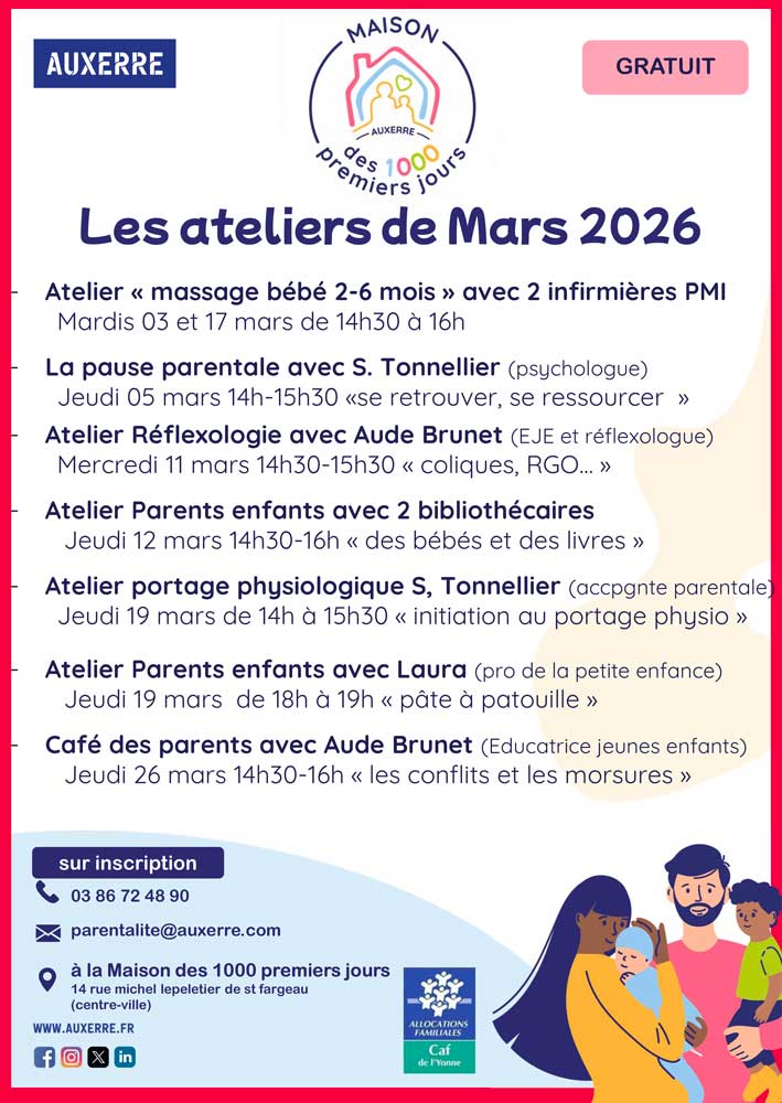 Ville - Maison des 1000 premiers jours 👶 Programme de mars 2026 Un lieu ...
