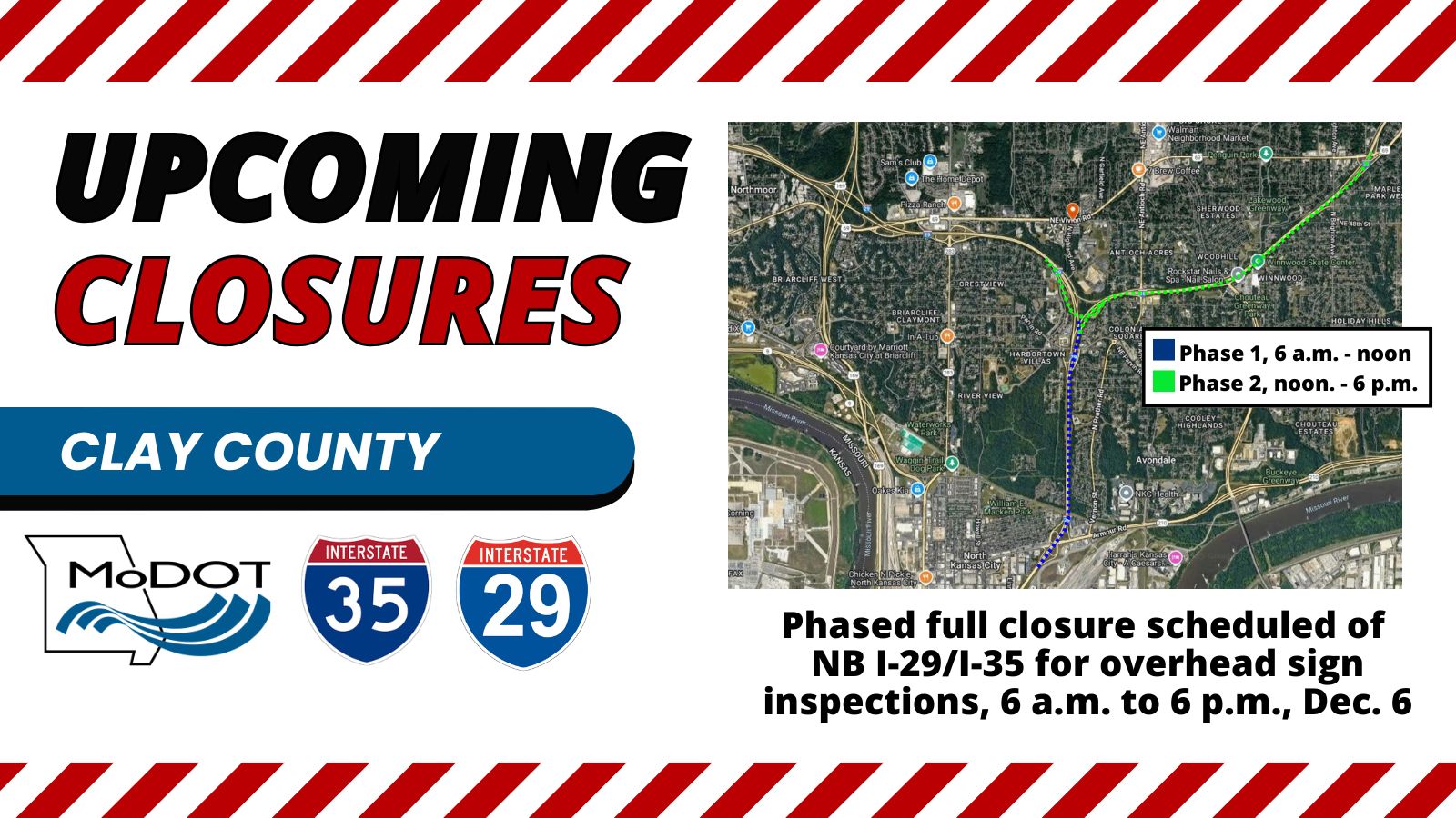 MoDOT - CLAY COUNTY: Phased full closure of NB I-29/I-35 from Armour Rd ...