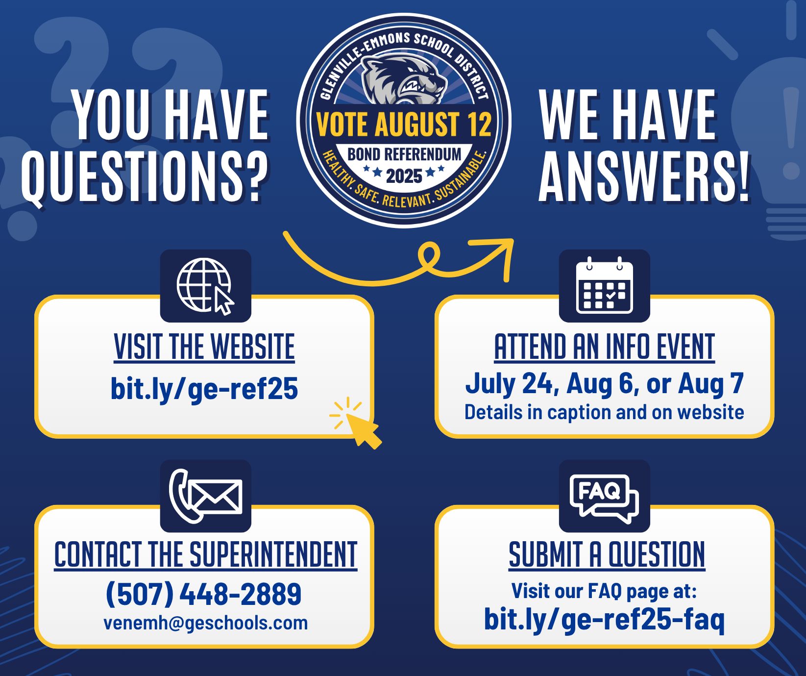 Glenville-Emmons - GOT QUESTIONS? WE’VE GOT ANSWERS! Still have ...