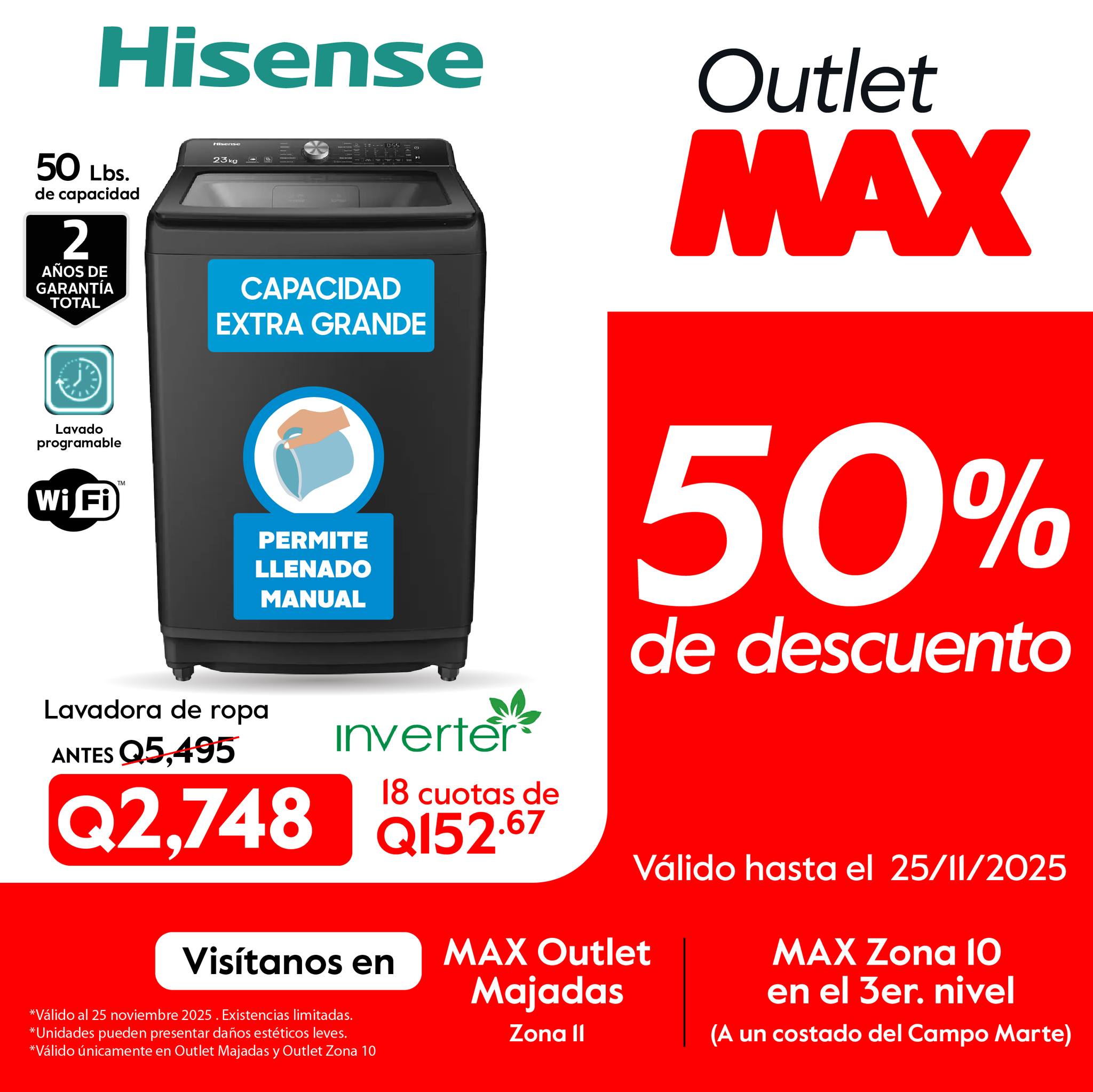 Tiendas MAX - ¡En MAX Outlet 50% de descuento en Lavadora... | Facebook