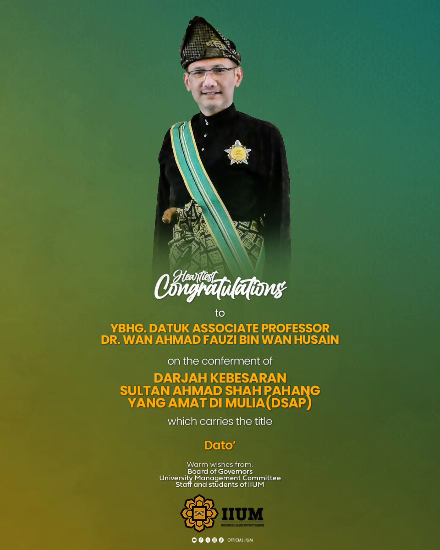 IIUM - Heartiest congratulations to YBhg. Datuk Assoc.... | Facebook